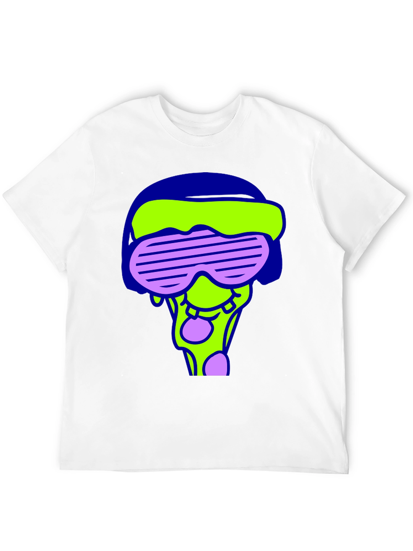 Funky Graphic Tee - Cartoon Pizza Rave Design