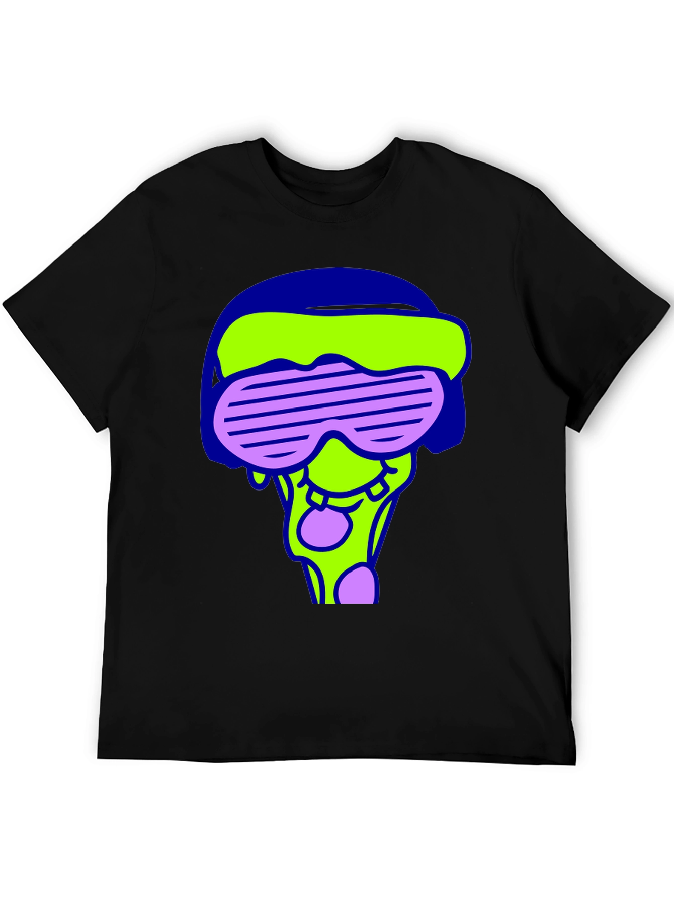 Funky Graphic Tee - Cartoon Pizza Rave Design