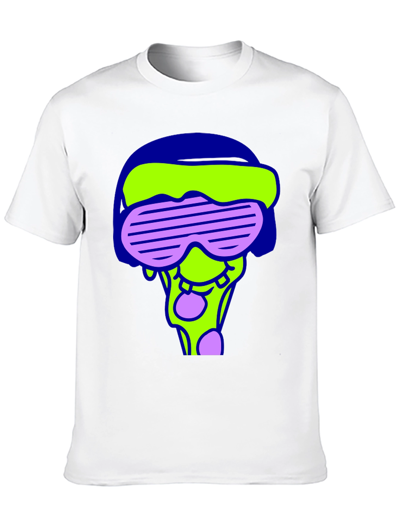 Funky Graphic Tee - Cartoon Pizza Rave Design
