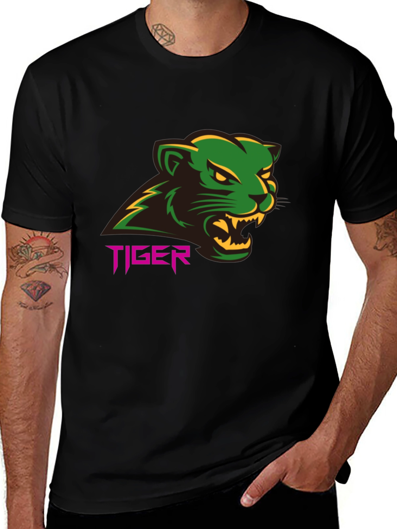 Tiger Graphic Tee - Bold Black T-Shirt