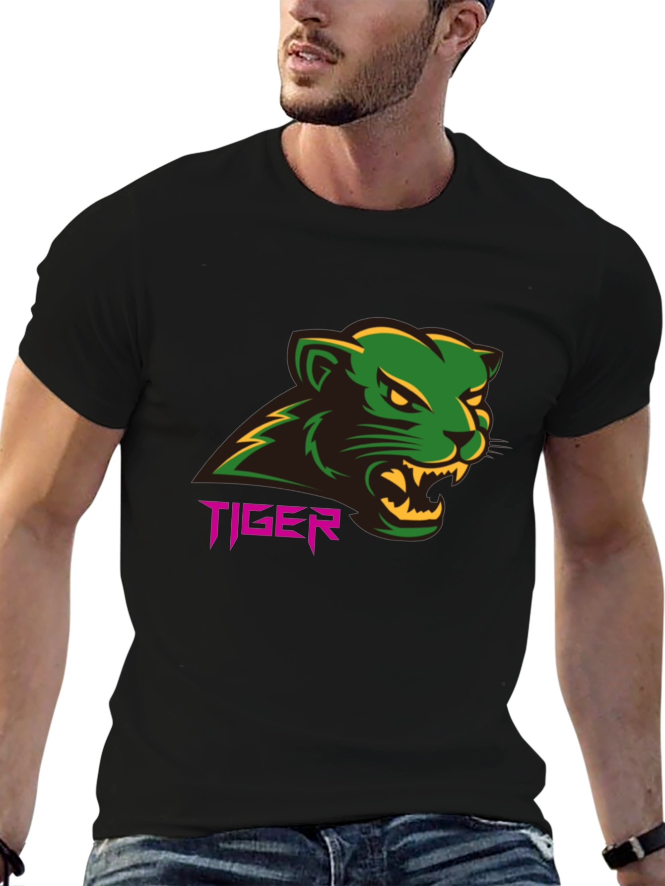 Tiger Graphic Tee - Bold Black T-Shirt