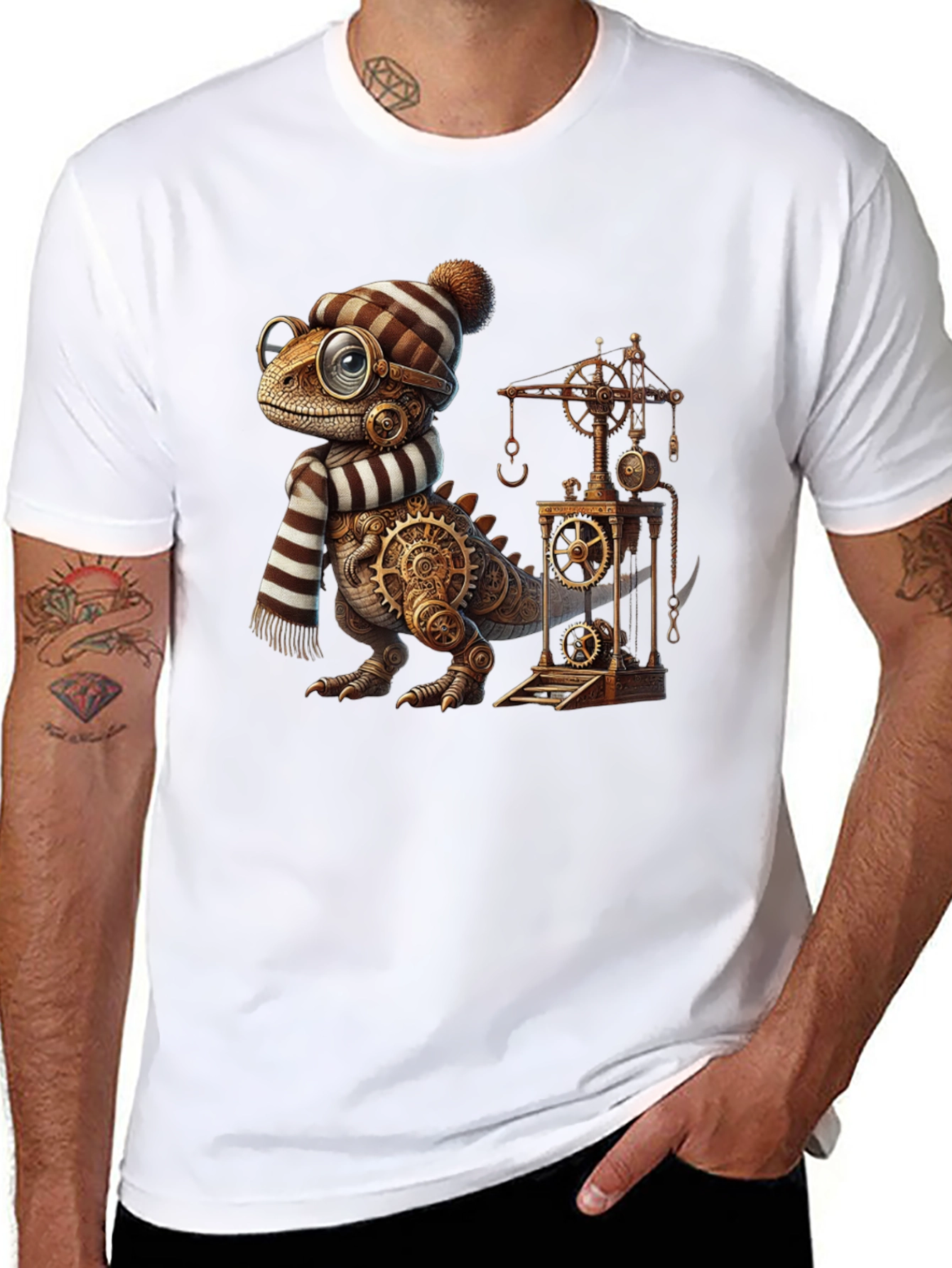 Steampunk Dino T-Shirt - Gear Up Your Style!
