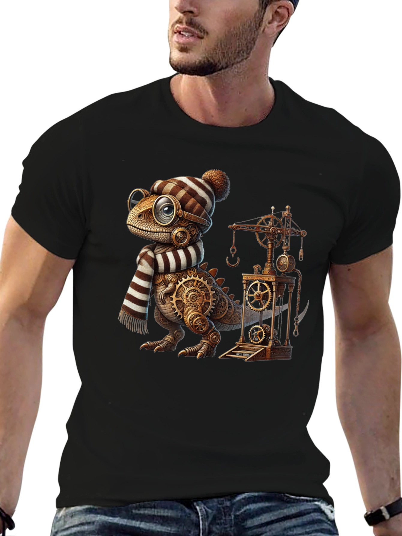 Steampunk Dino T-Shirt - Gear Up Your Style!