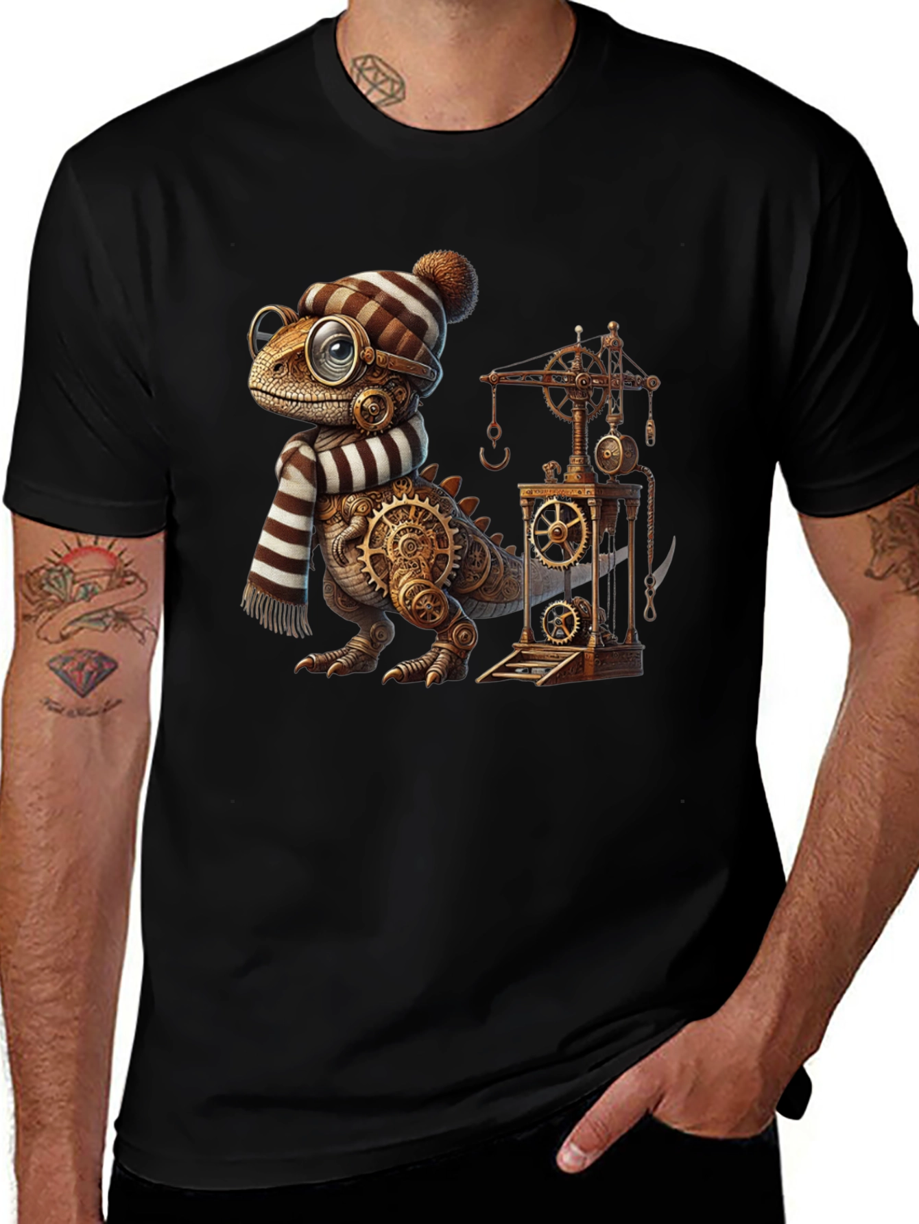 Steampunk Dino T-Shirt - Gear Up Your Style!