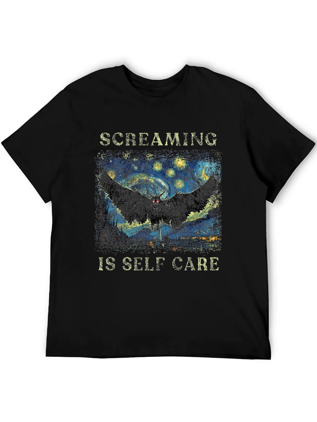 Screaming Is Self Care T-Shirt Starry Night Mothman Tee
