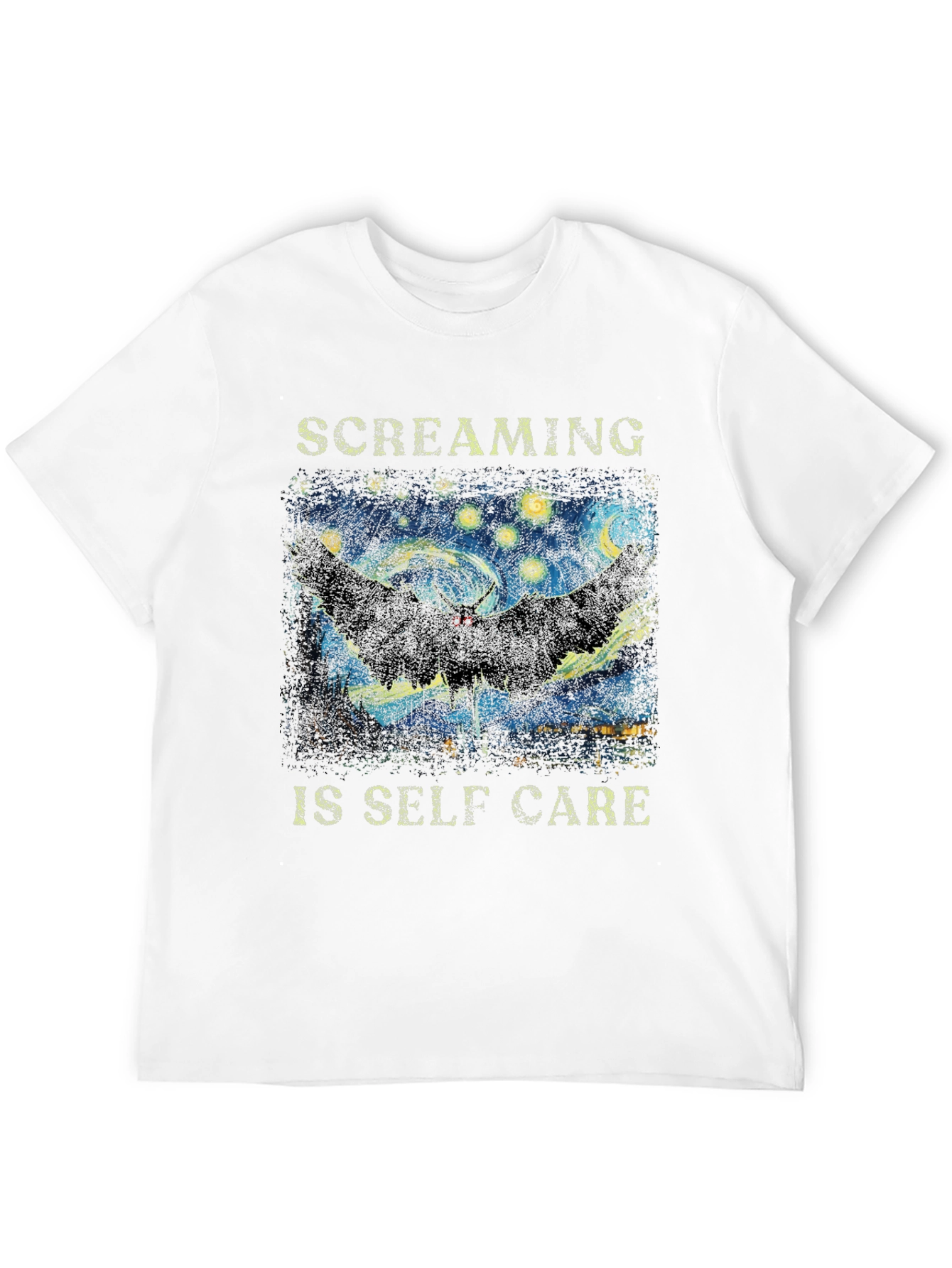 Screaming Is Self Care T-Shirt Starry Night Mothman Tee
