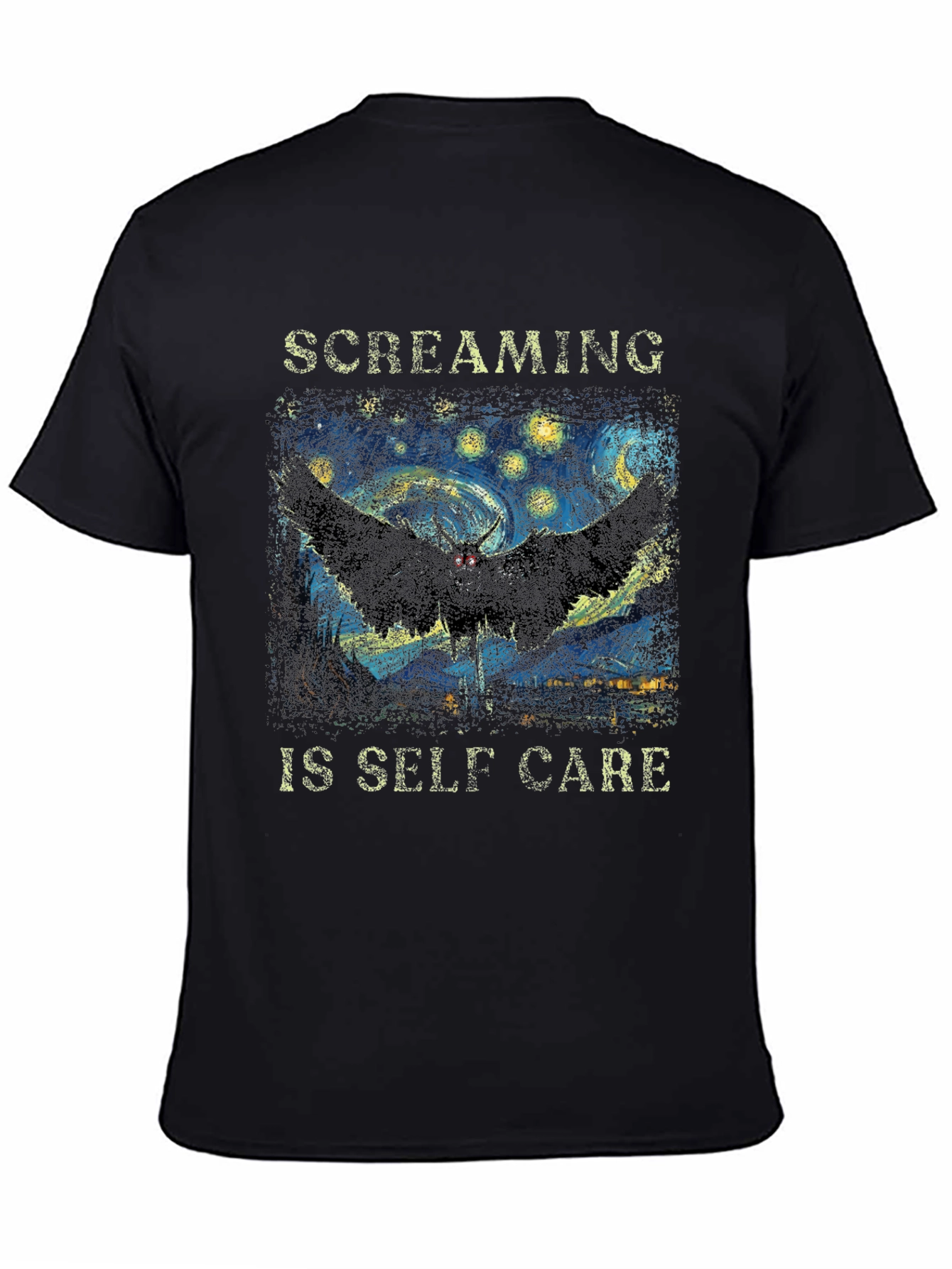 Screaming Is Self Care T-Shirt Starry Night Mothman Tee