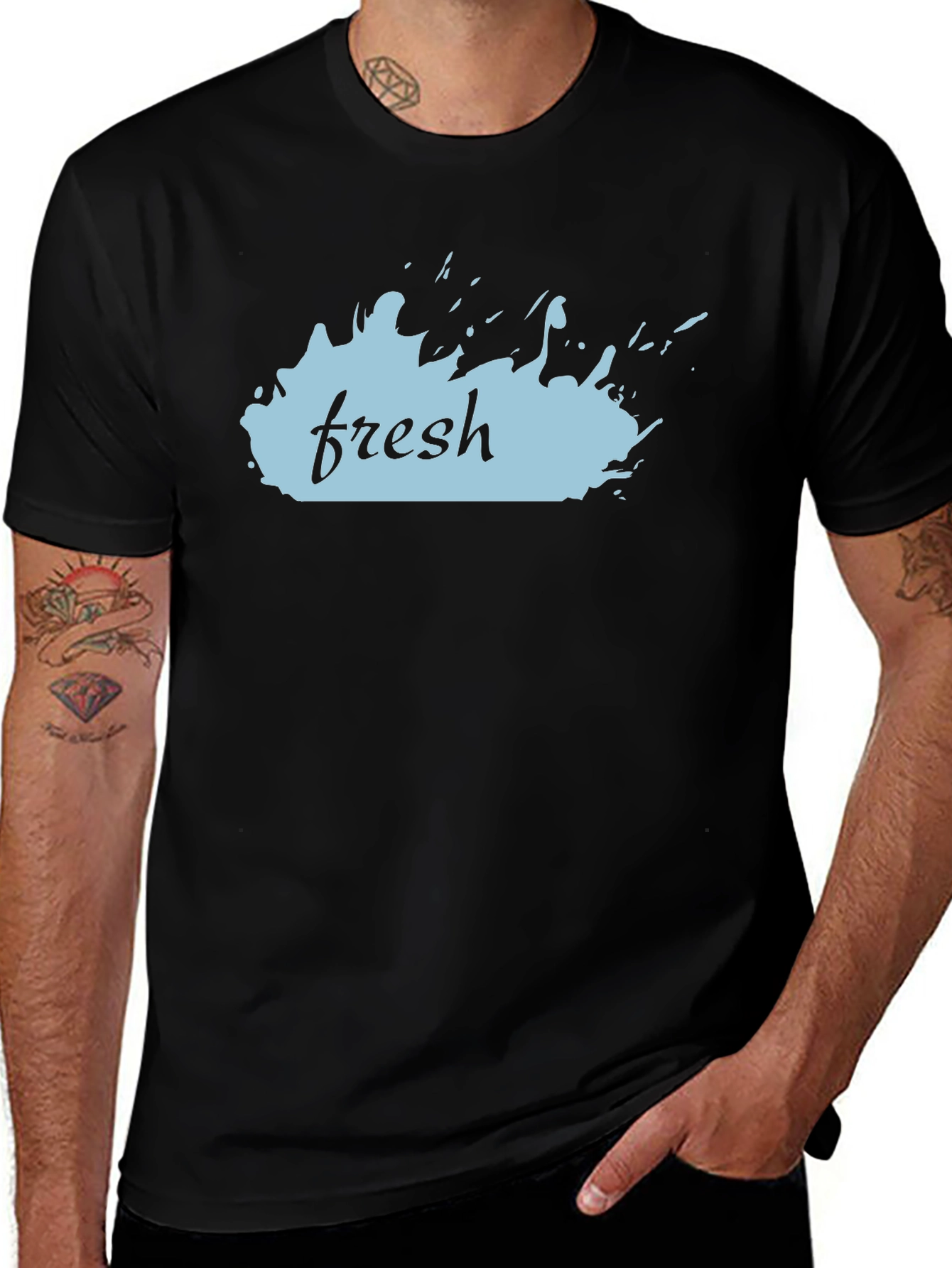 Fresh Graphic Tee - Stylish Mens Black T-Shirt