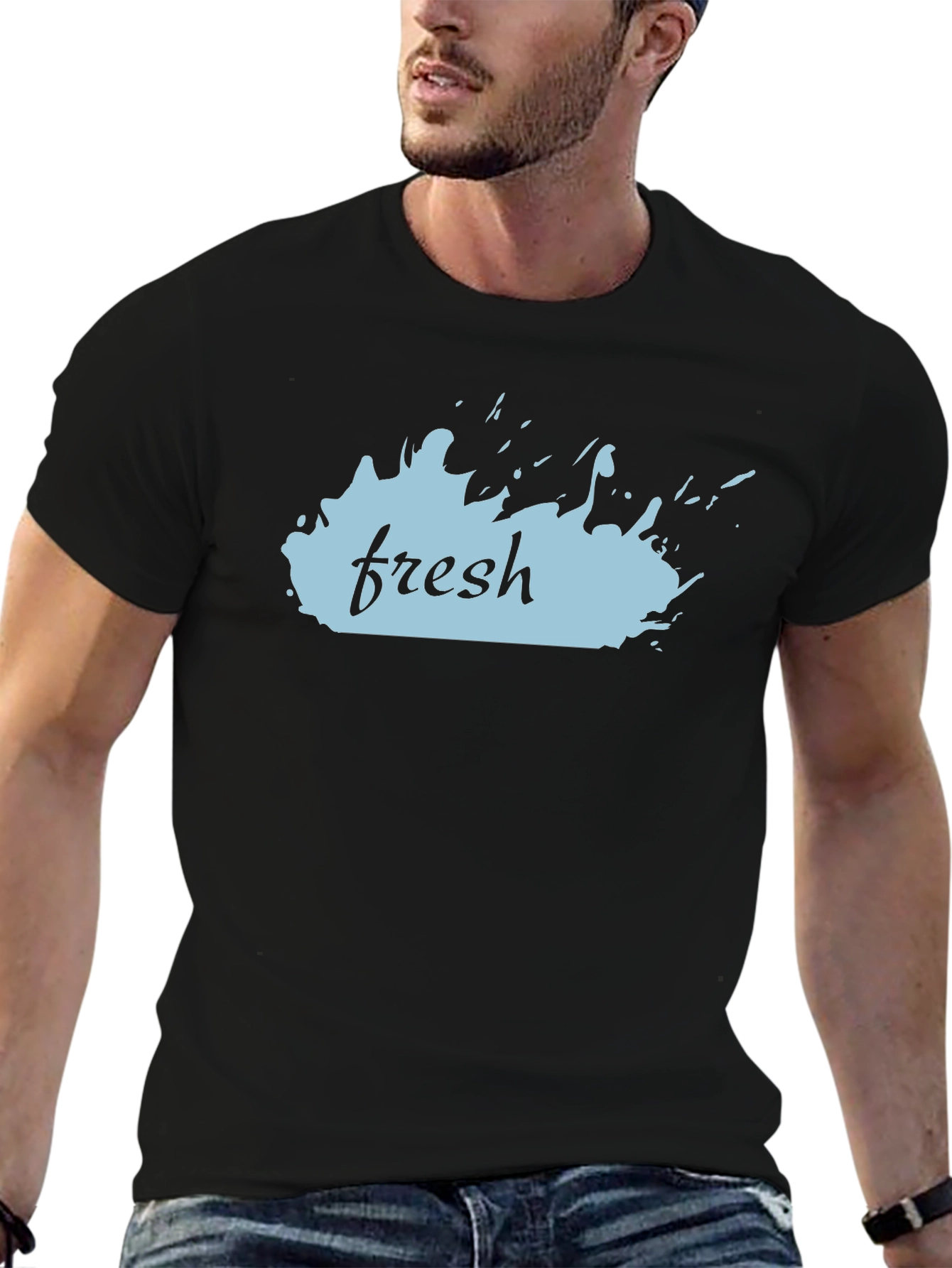 Fresh Graphic Tee - Stylish Mens Black T-Shirt