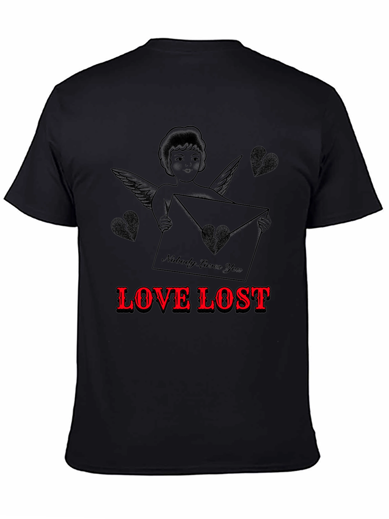 Love Lost Graphic Tee - Cupid Broken Heart Design