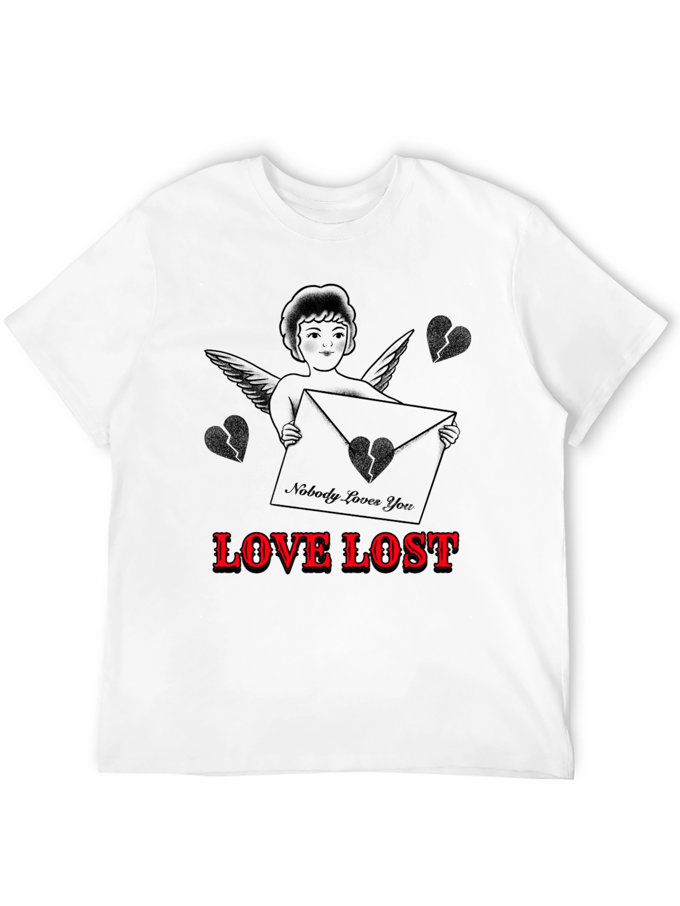 Love Lost Graphic Tee - Cupid Broken Heart Design