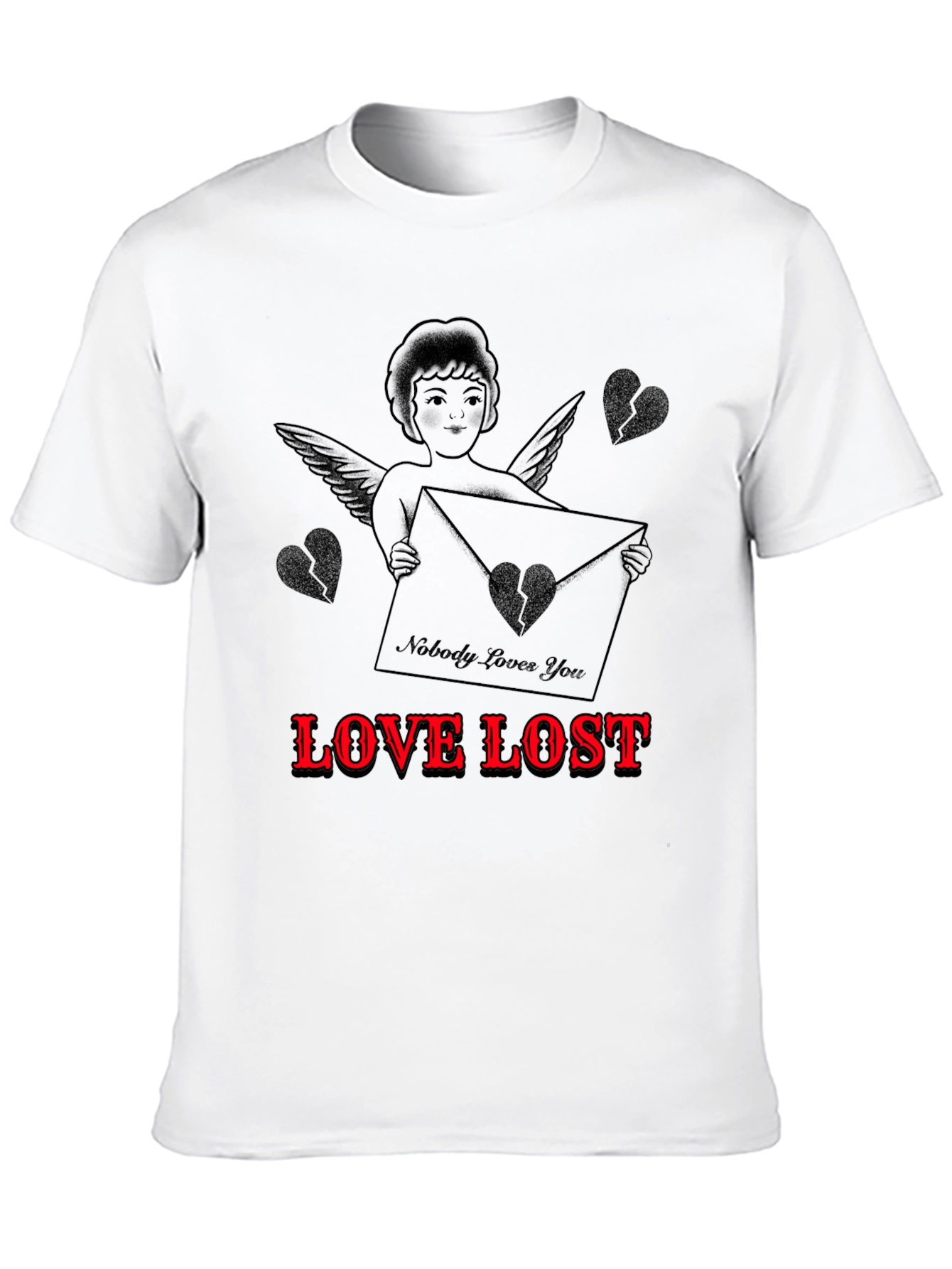 Love Lost Graphic Tee - Cupid Broken Heart Design
