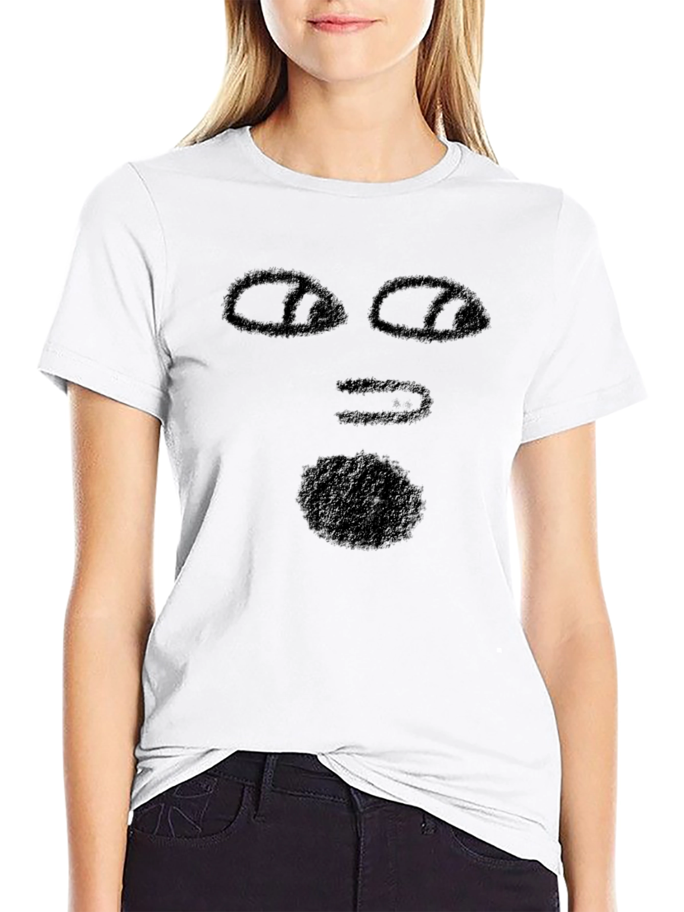 Abstract Face Graphic Black T-Shirt