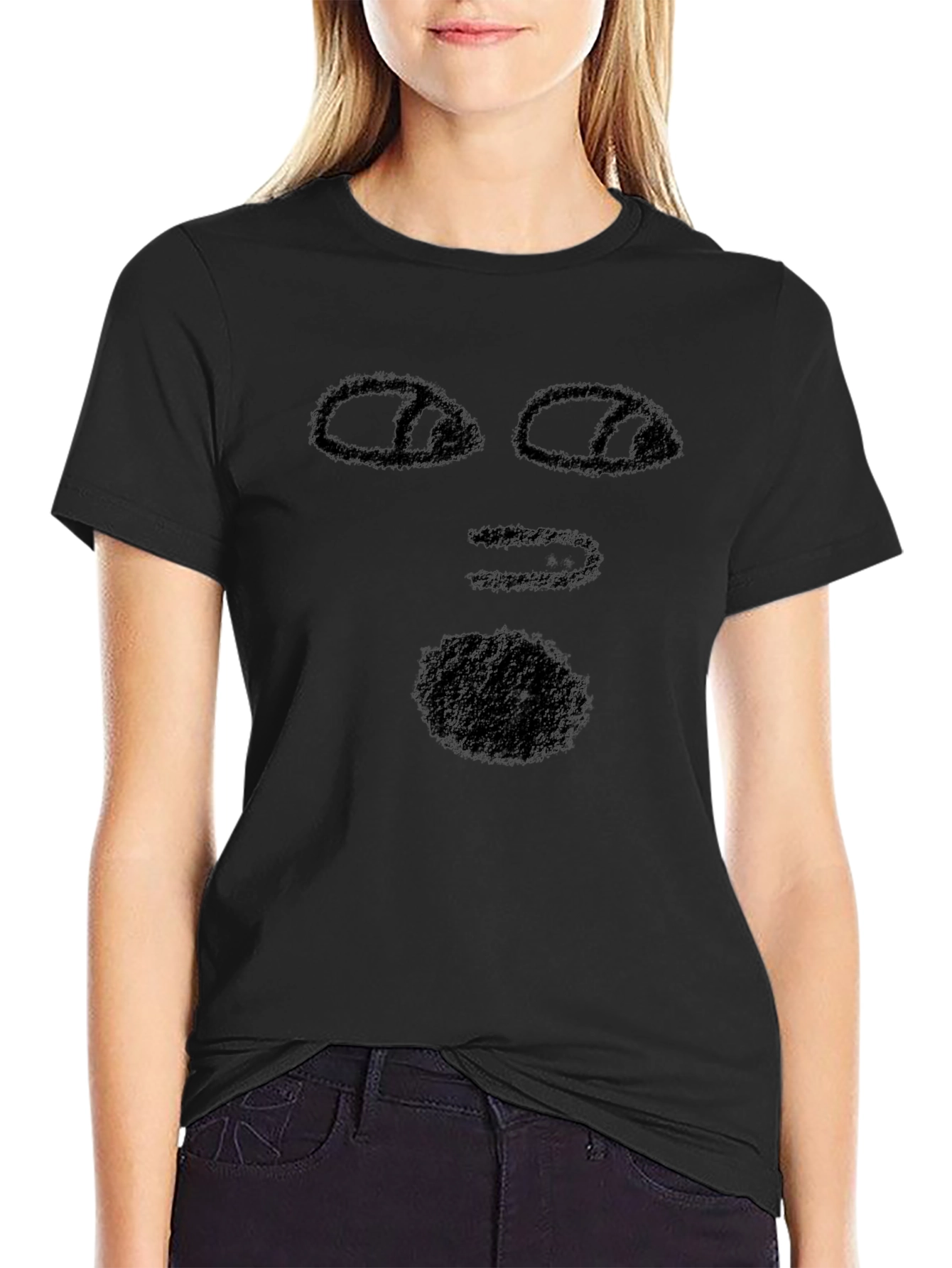 Abstract Face Graphic Black T-Shirt