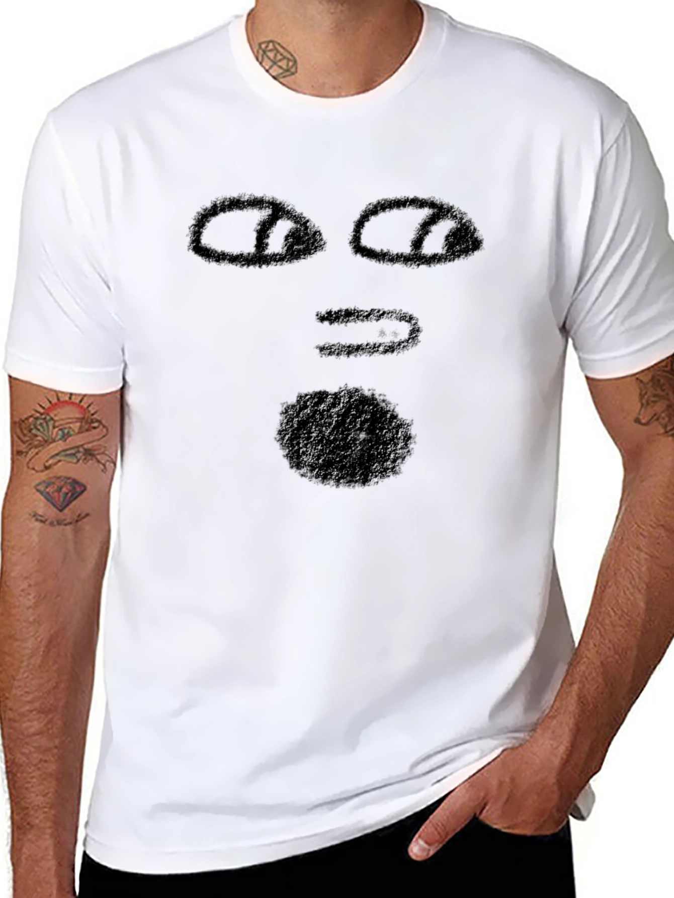 Abstract Face Graphic Black T-Shirt