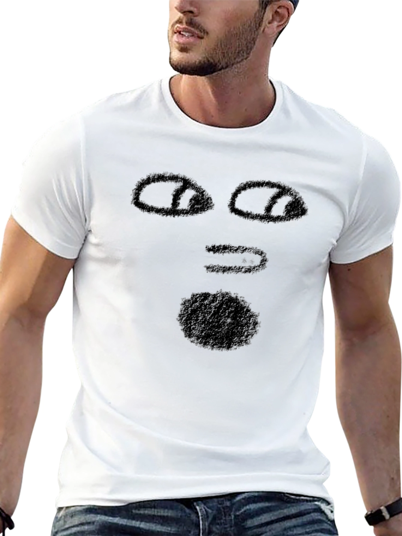 Abstract Face Graphic Black T-Shirt