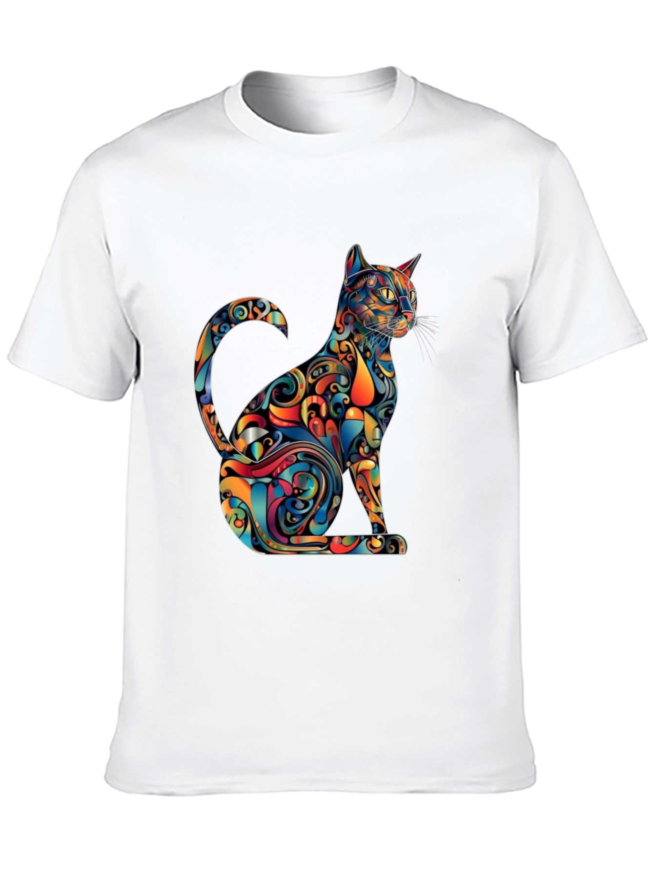 Psychedelic Cat Graphic Tee - Modern Artistic Design