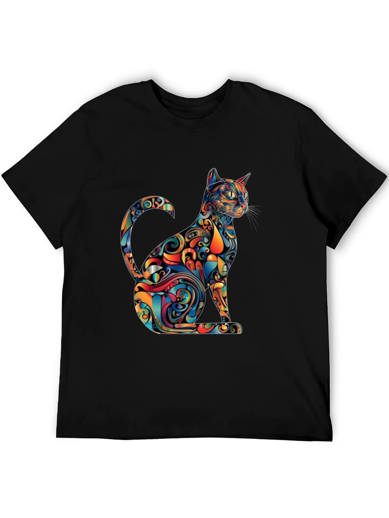 Psychedelic Cat Graphic Tee - Modern Artistic Design