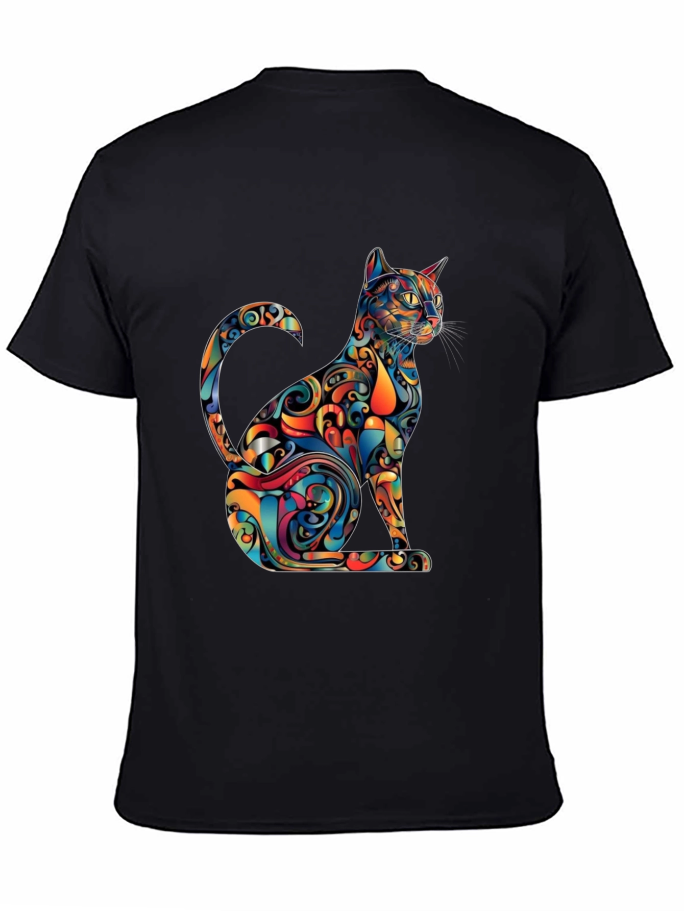 Psychedelic Cat Graphic Tee - Modern Artistic Design
