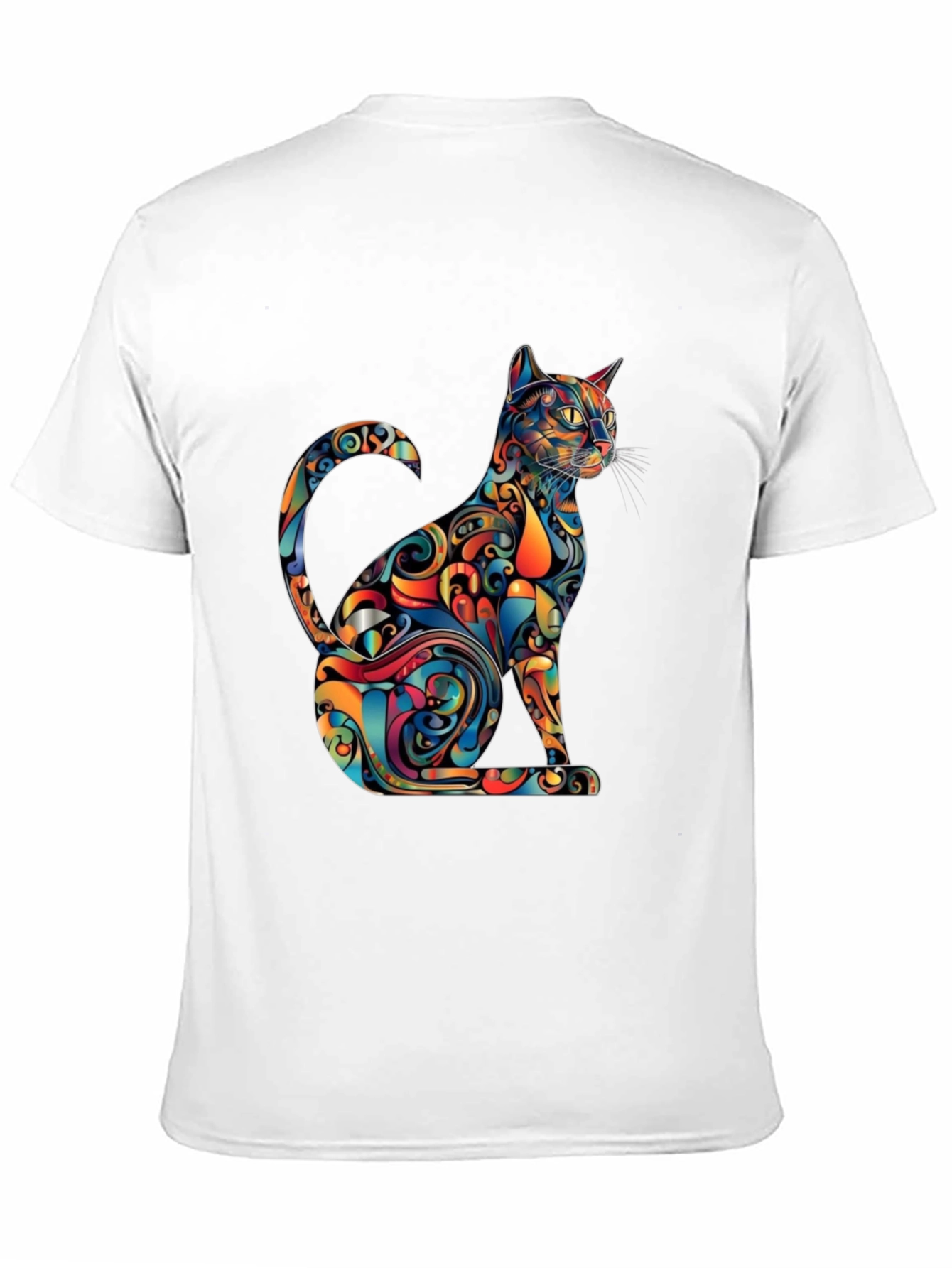Psychedelic Cat Graphic Tee - Modern Artistic Design