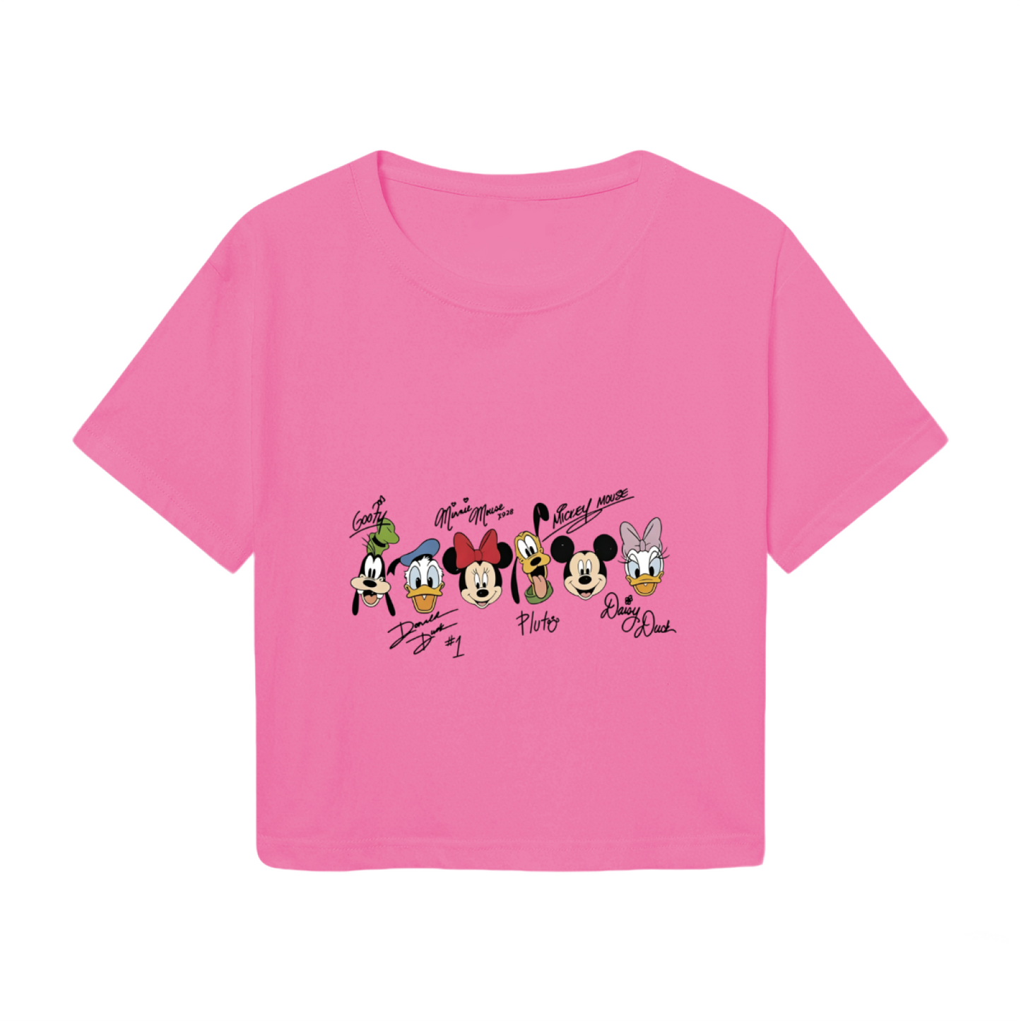 Disney Classic Characters Signature Festive Pink Crop Tee