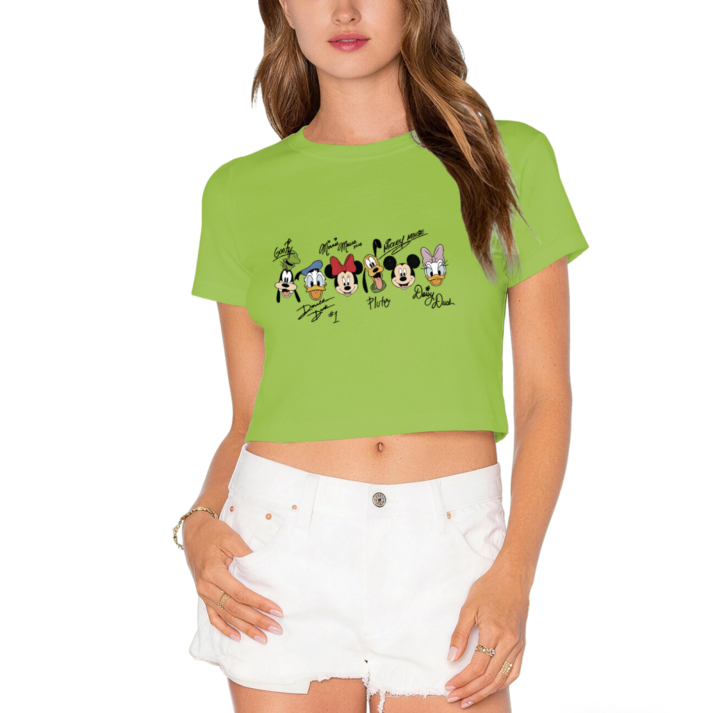 Disney Classic Characters Signature Festive Pink Crop Tee