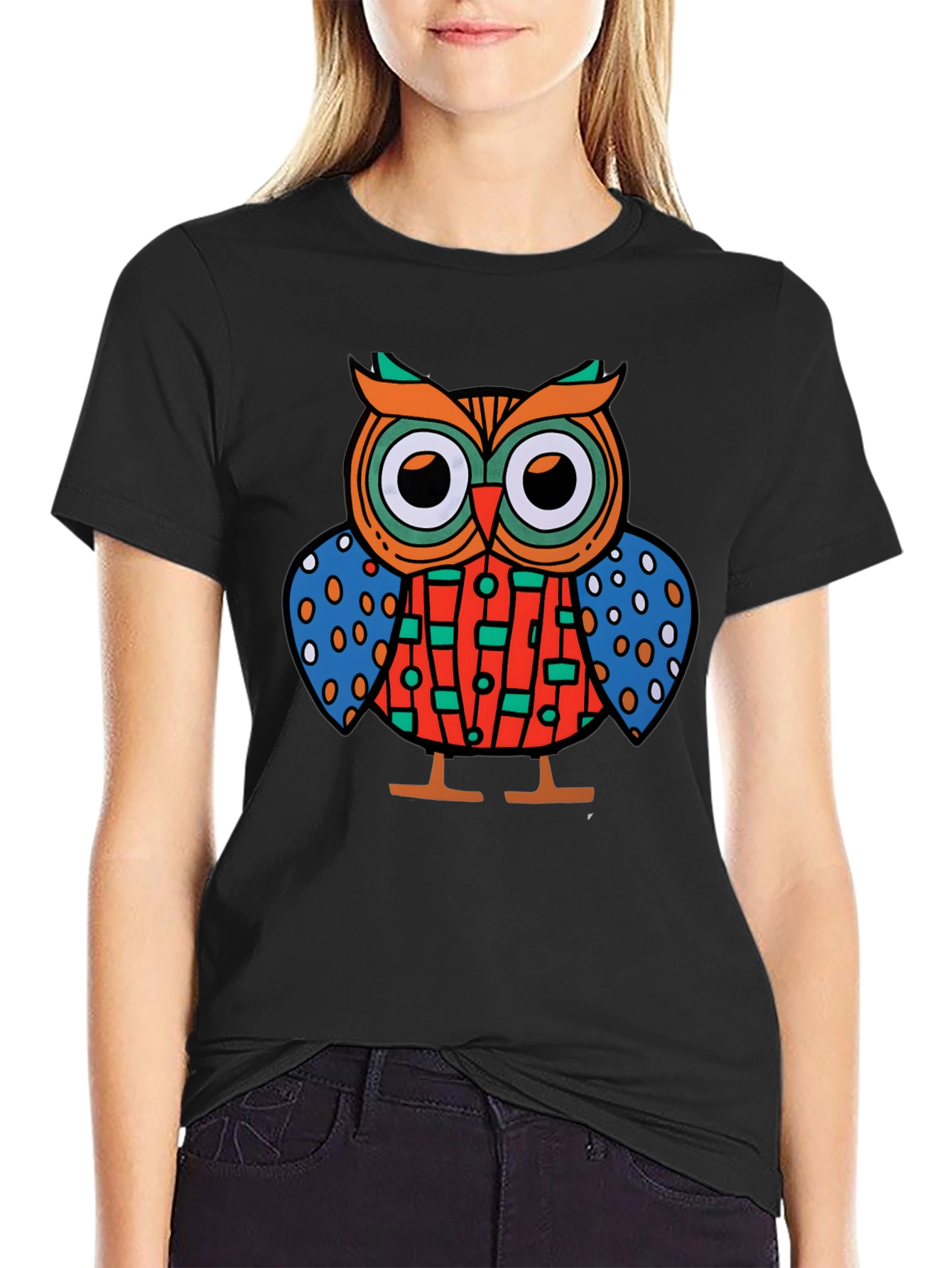 Funky Owl Graphic Tee - Mens Black T-Shirt