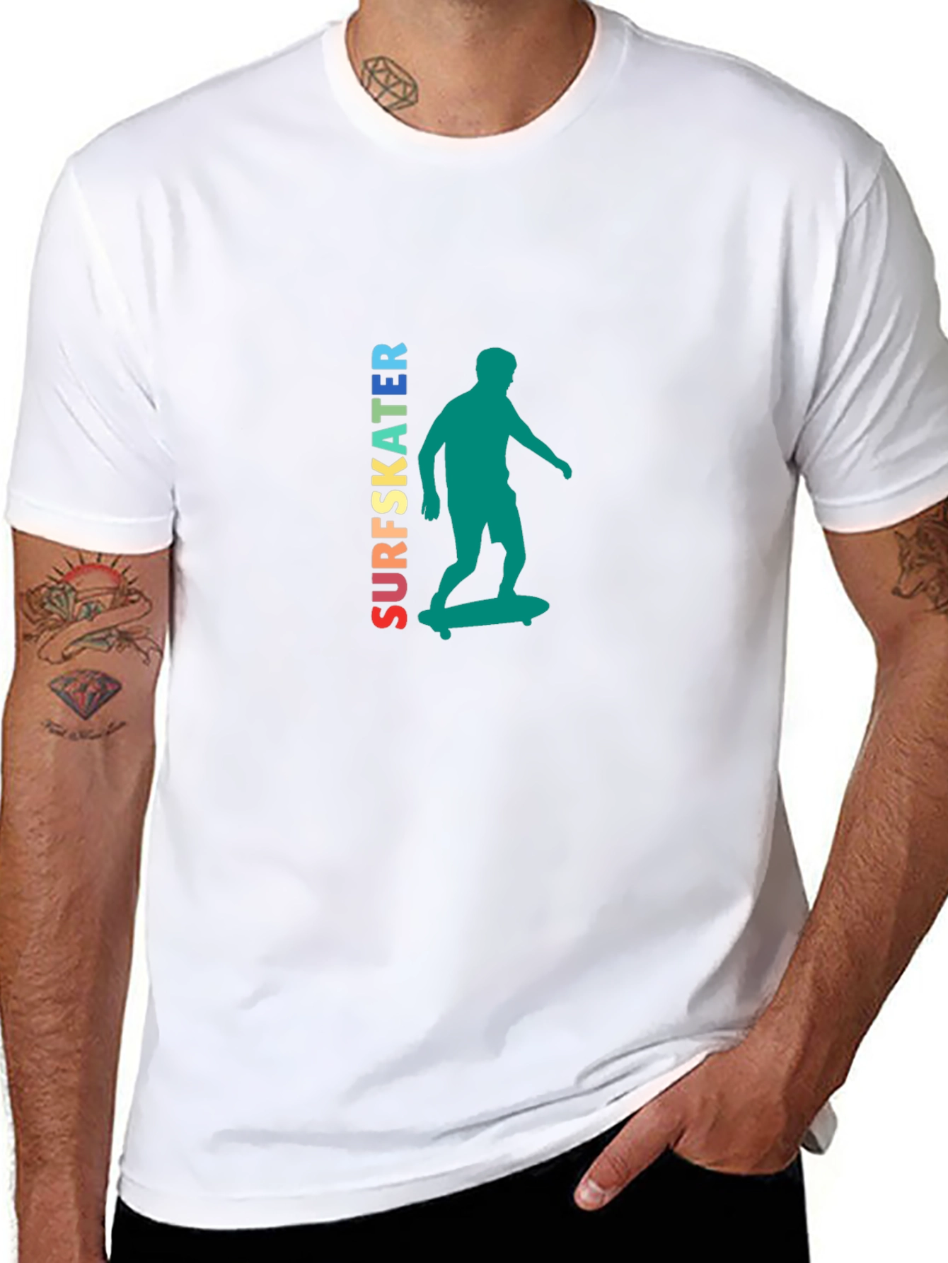 Surfskater Graphic Tee - Trendy Skateboarder Design