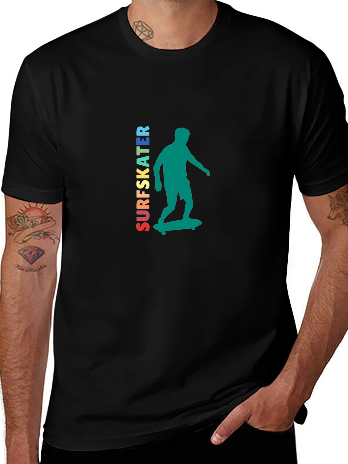 Surfskater Graphic Tee - Trendy Skateboarder Design