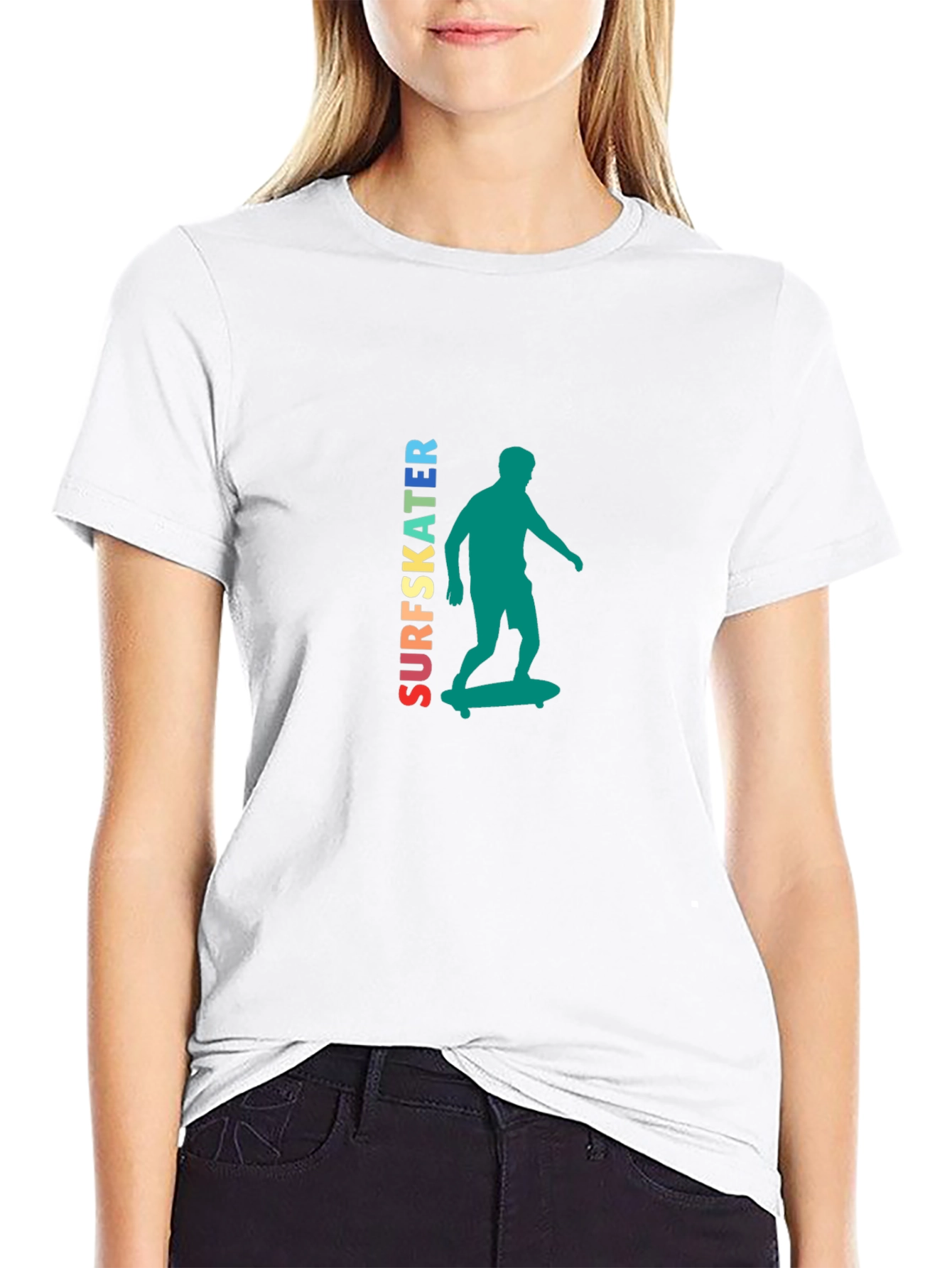 Surfskater Graphic Tee - Trendy Skateboarder Design