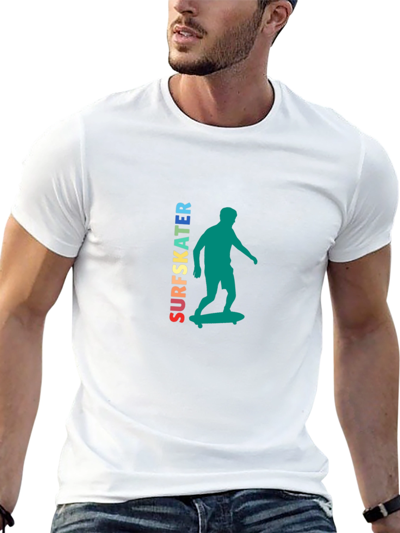 Surfskater Graphic Tee - Trendy Skateboarder Design