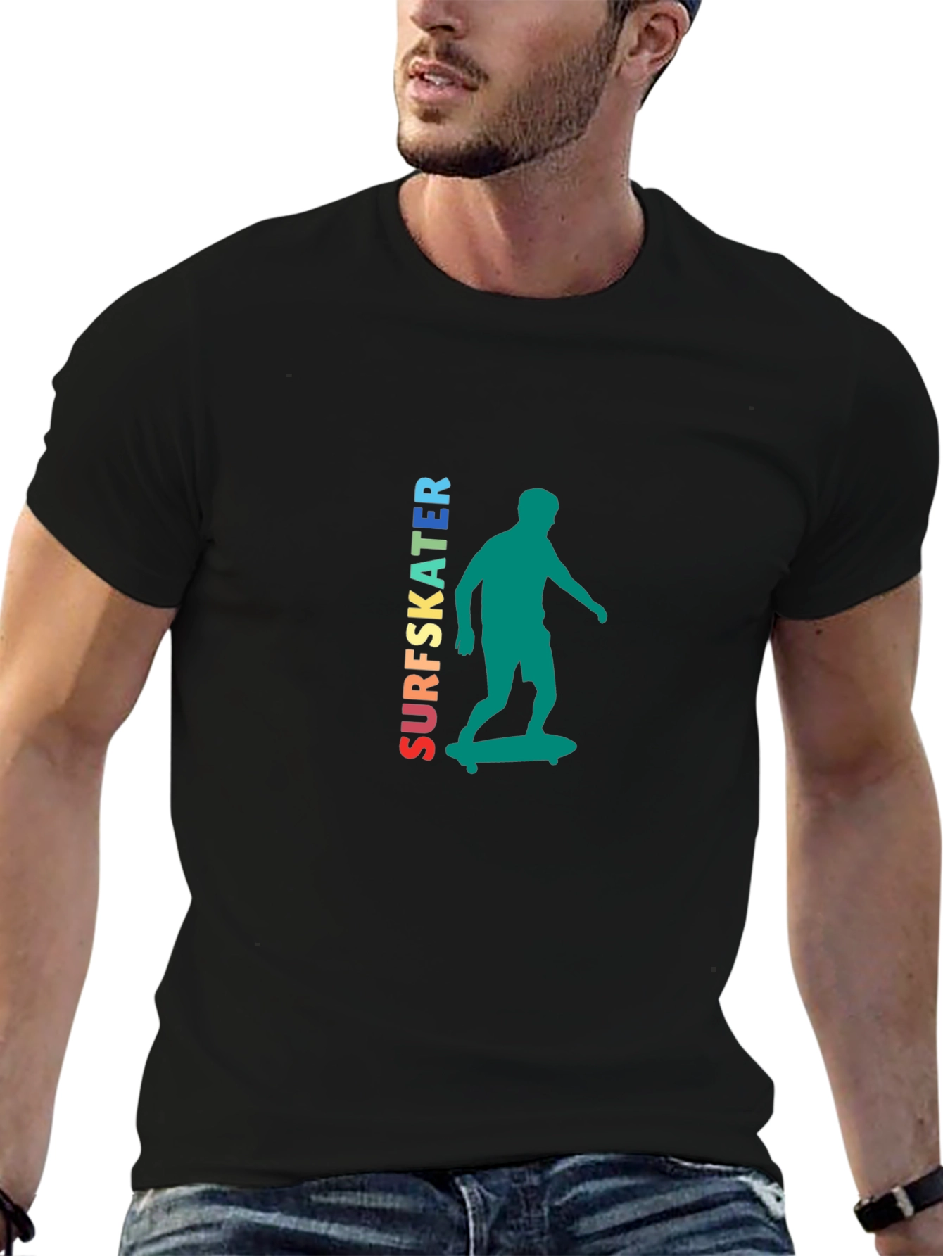 Surfskater Graphic Tee - Trendy Skateboarder Design