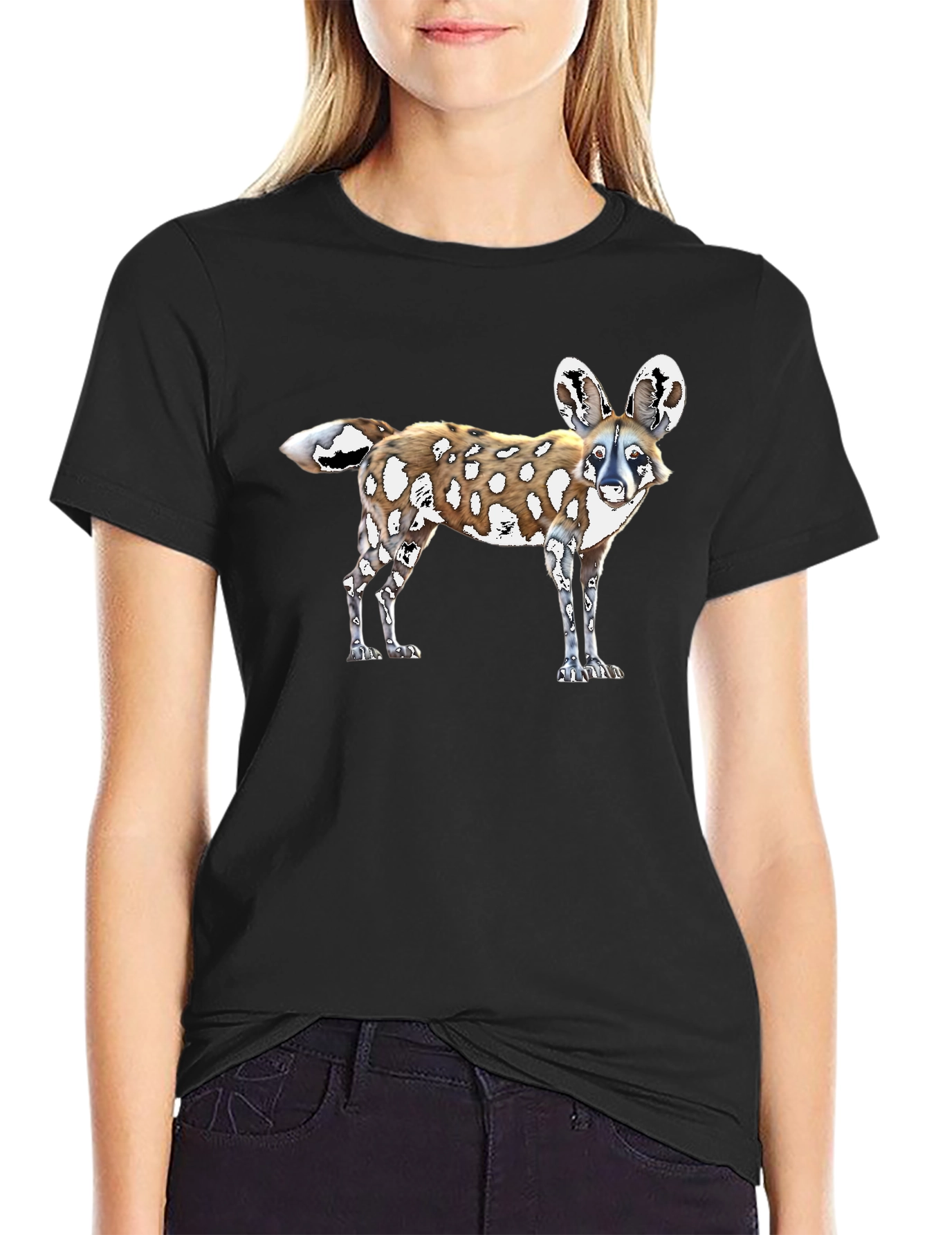 African Wild Dog Graphic Tee - Black