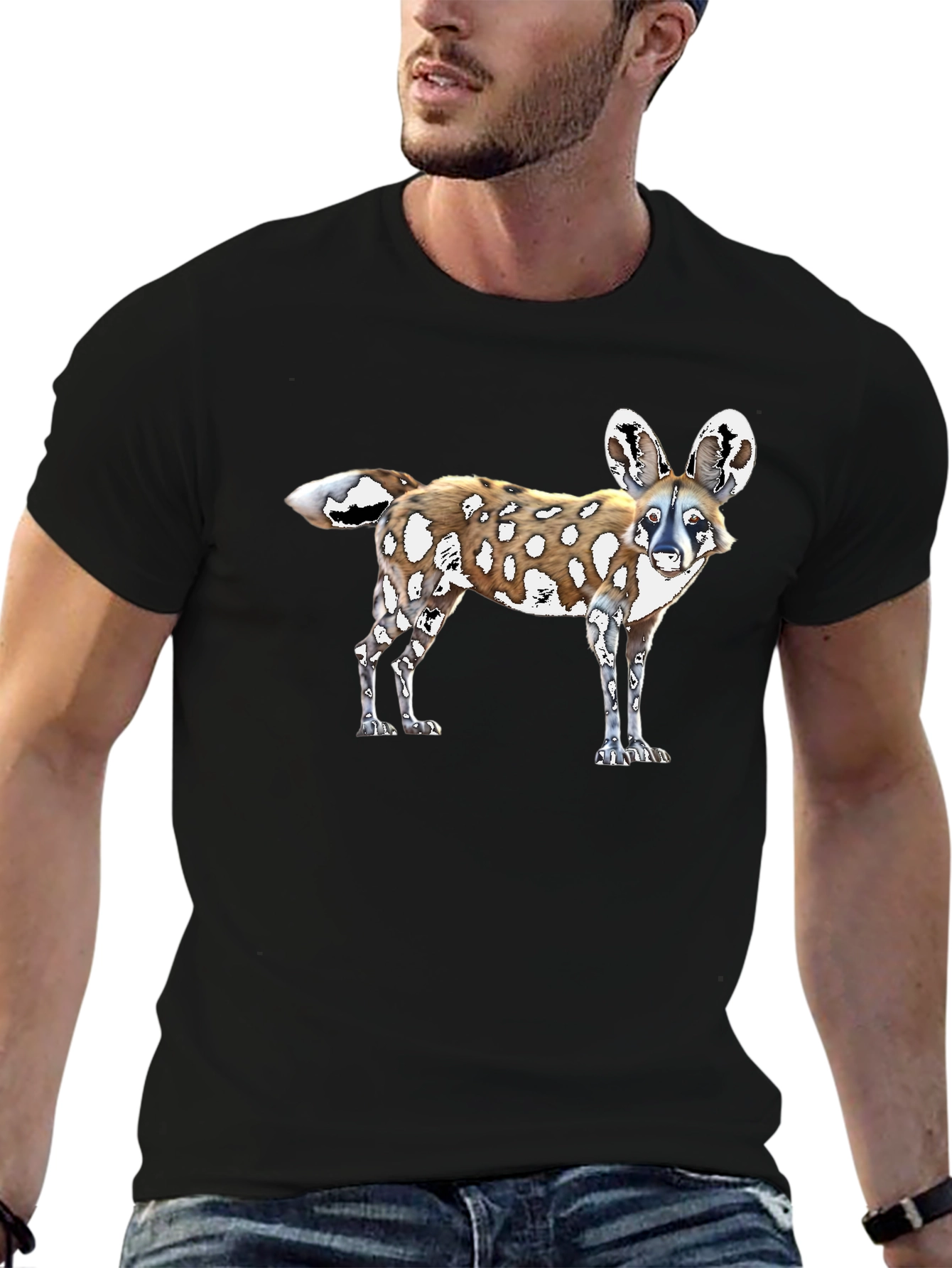 African Wild Dog Graphic Tee - Black