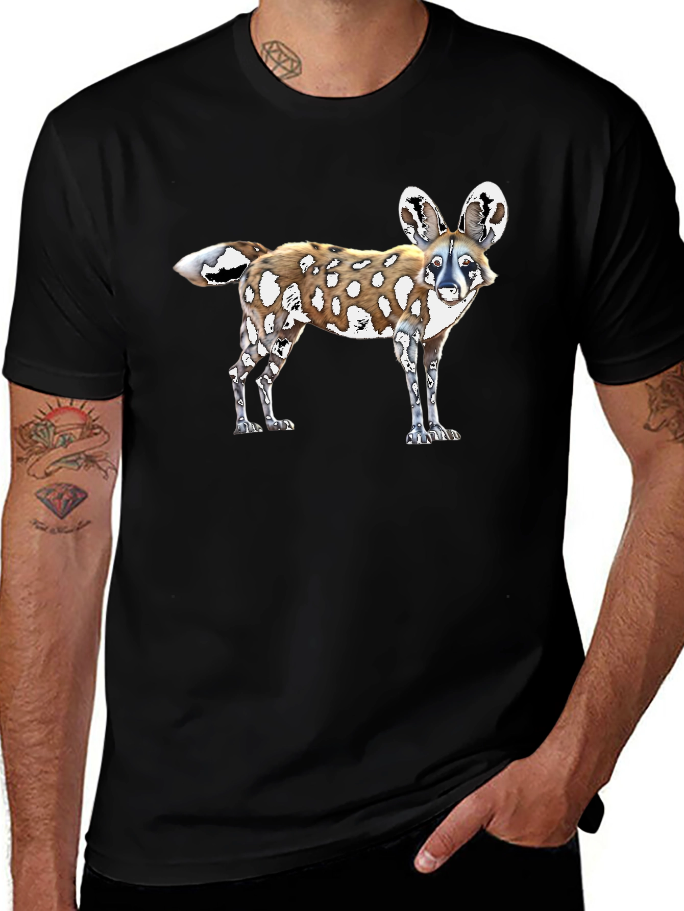 African Wild Dog Graphic Tee - Black