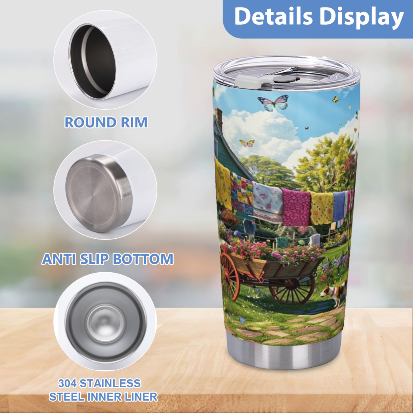 Colorful Cliffside Cinque Terre Coastal Village 20oz Scenic Tumbler
