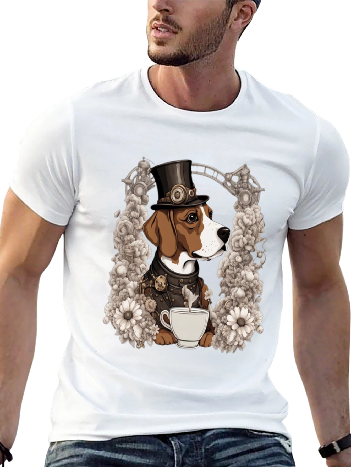 Steampunk Dog T-Shirt - Victorian Pet Lover Tee