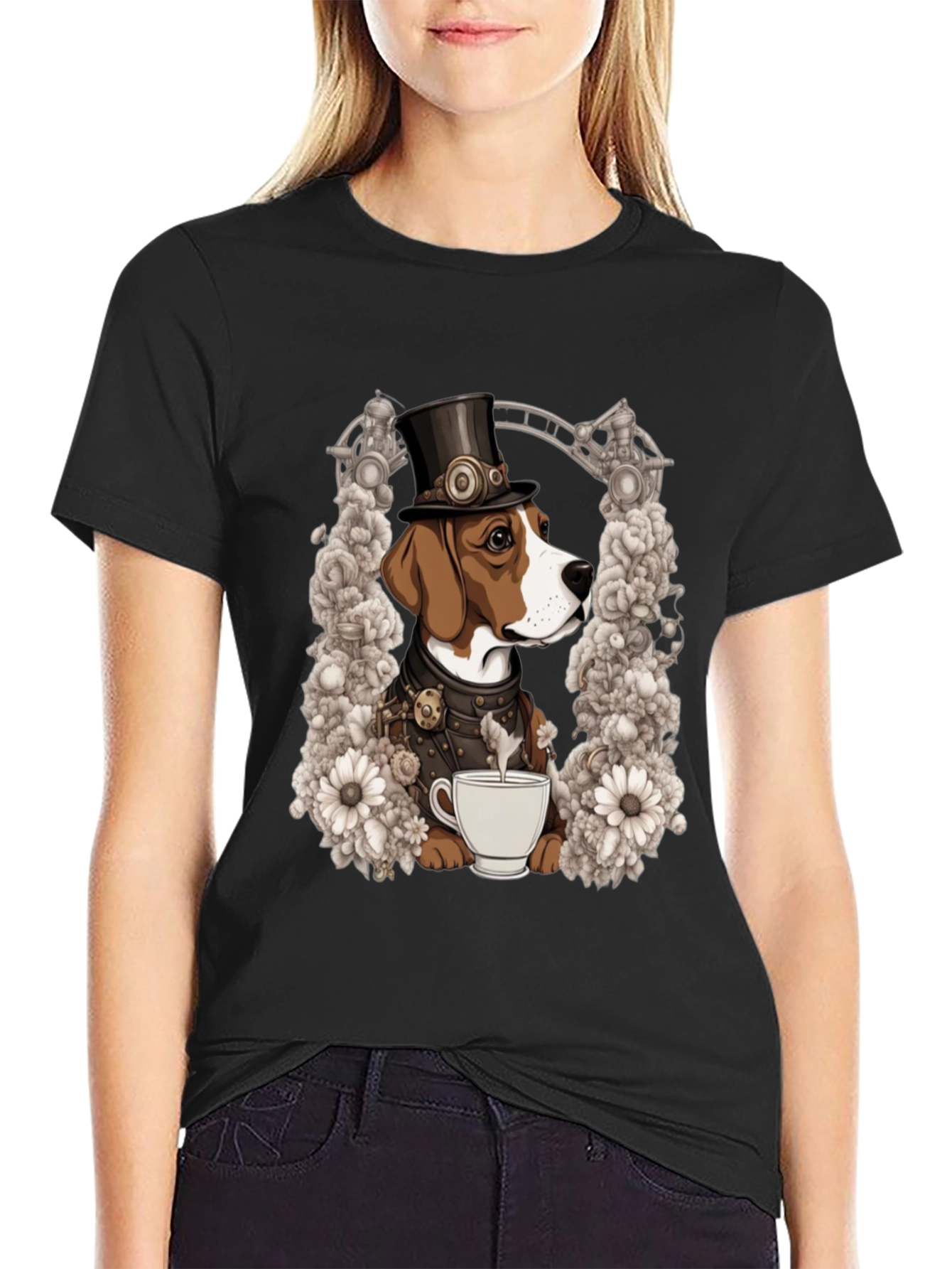 Steampunk Dog T-Shirt - Victorian Pet Lover Tee