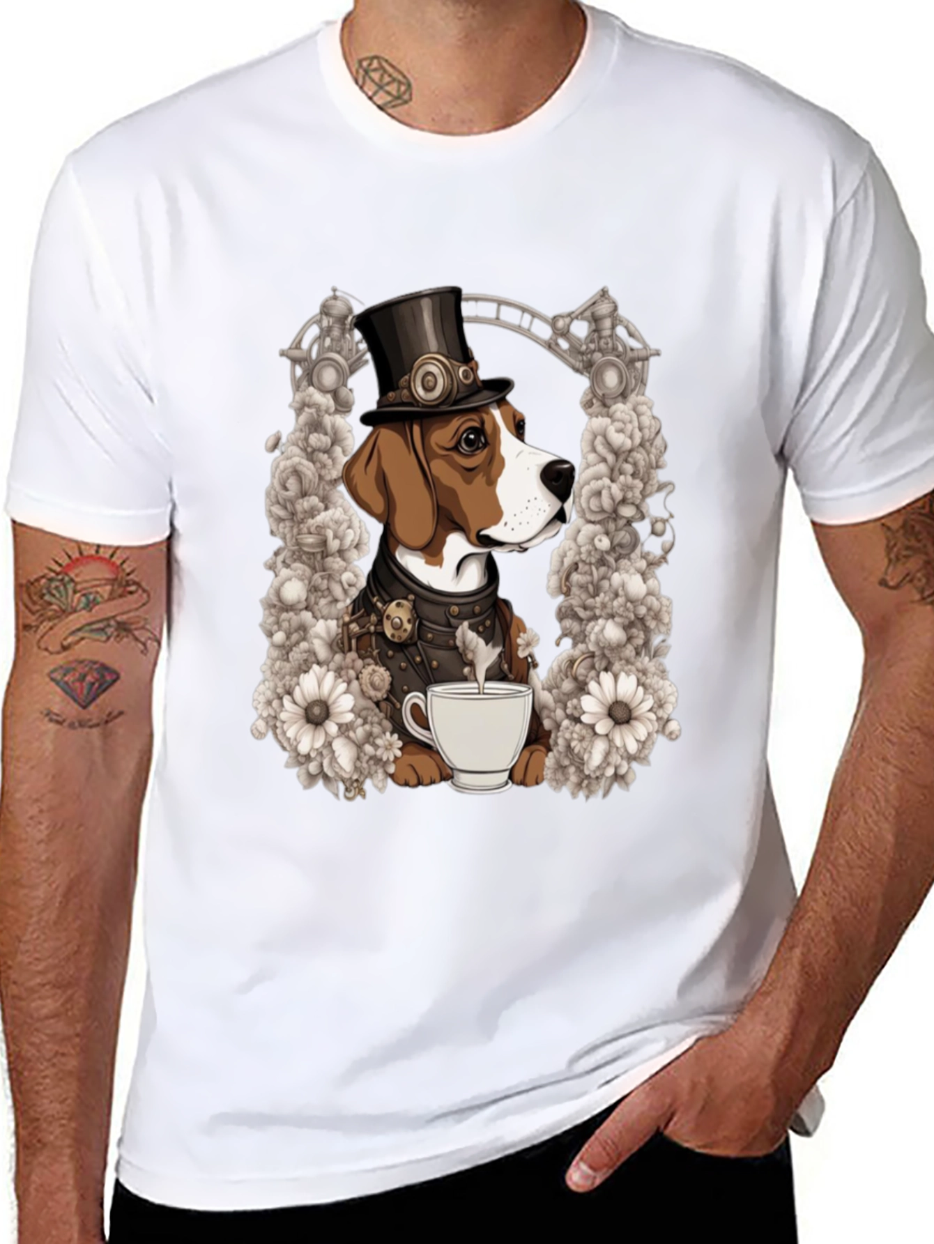 Steampunk Dog T-Shirt - Victorian Pet Lover Tee