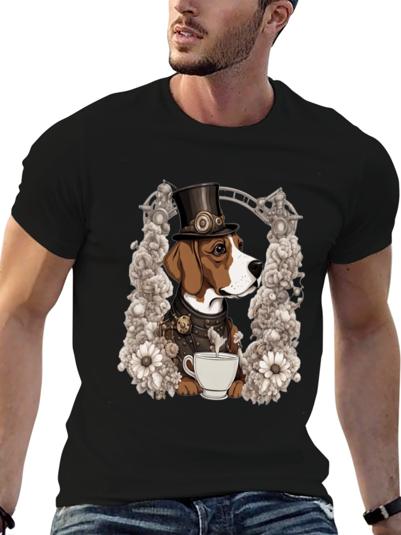 Steampunk Dog T-Shirt - Victorian Pet Lover Tee