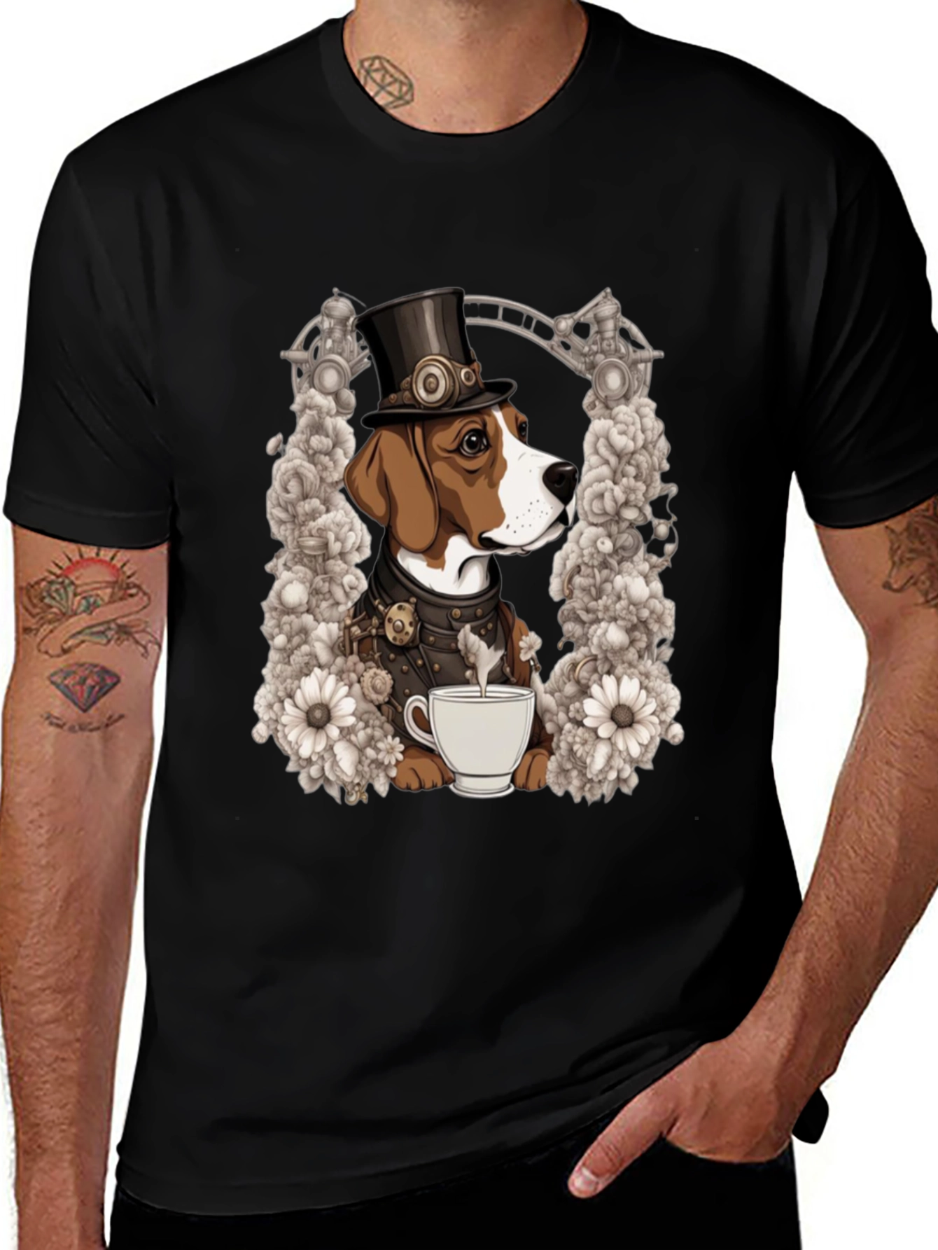 Steampunk Dog T-Shirt - Victorian Pet Lover Tee