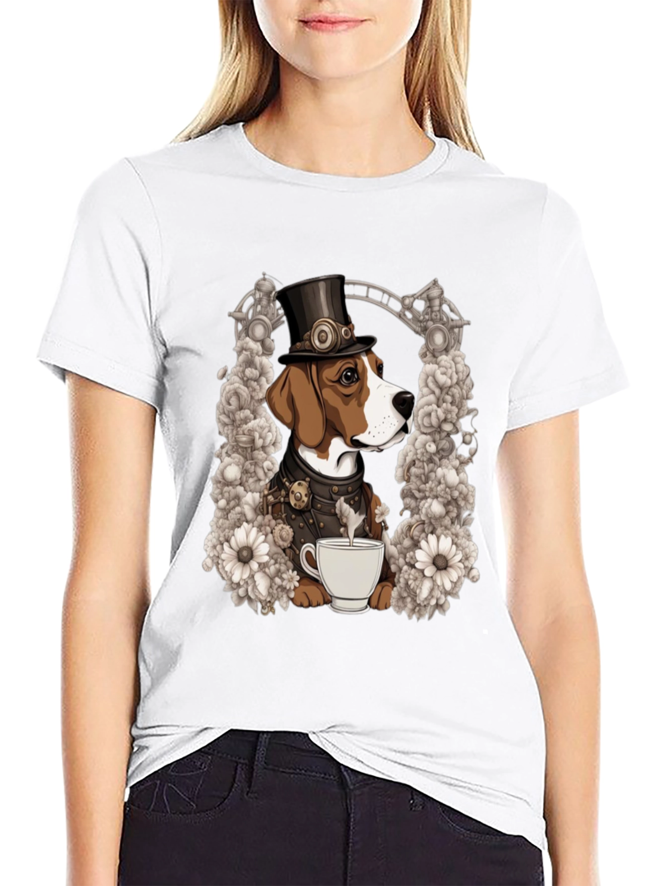 Steampunk Dog T-Shirt - Victorian Pet Lover Tee
