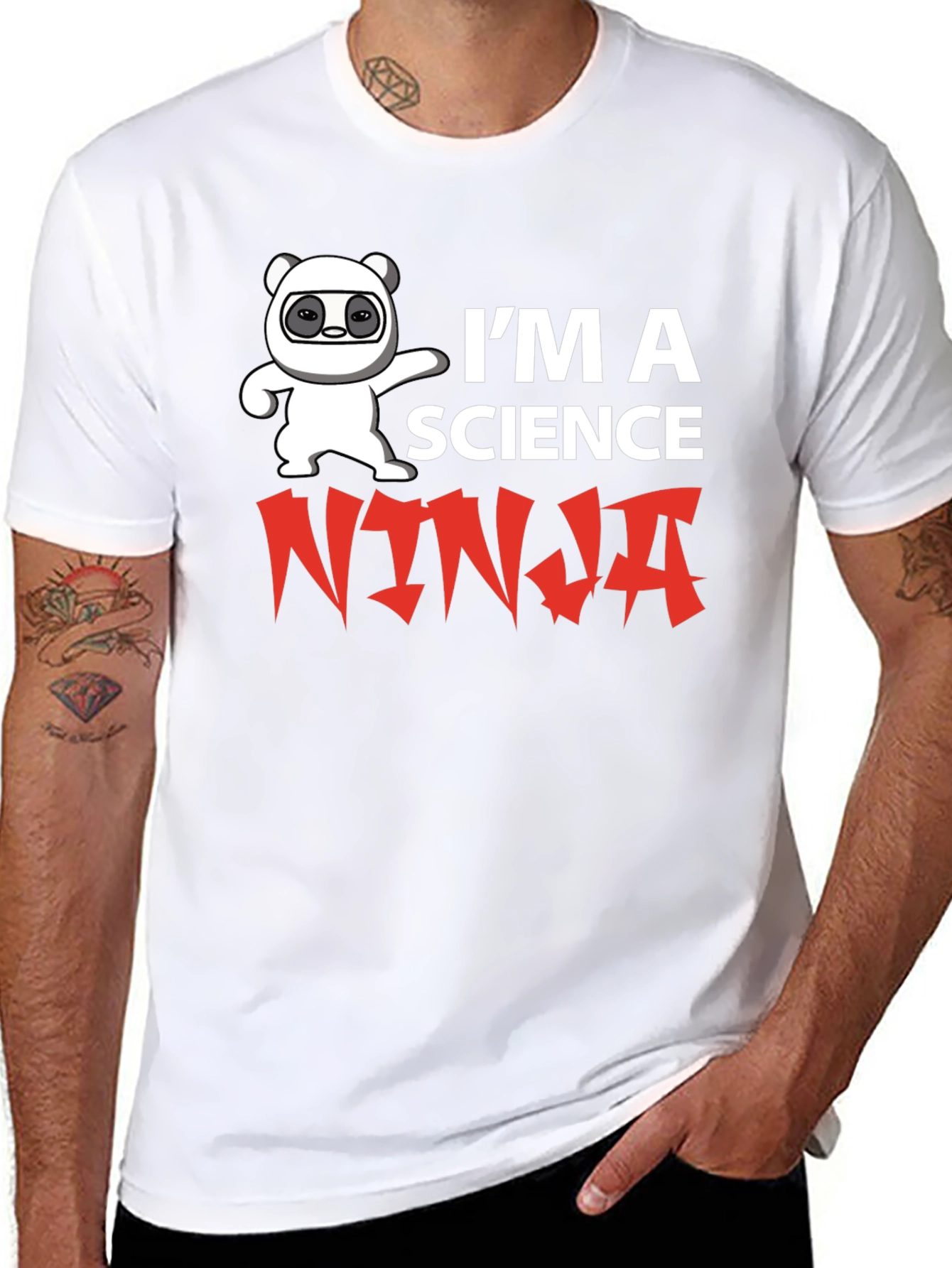 Science Ninja T-Shirt Funny Panda Graphic Tee