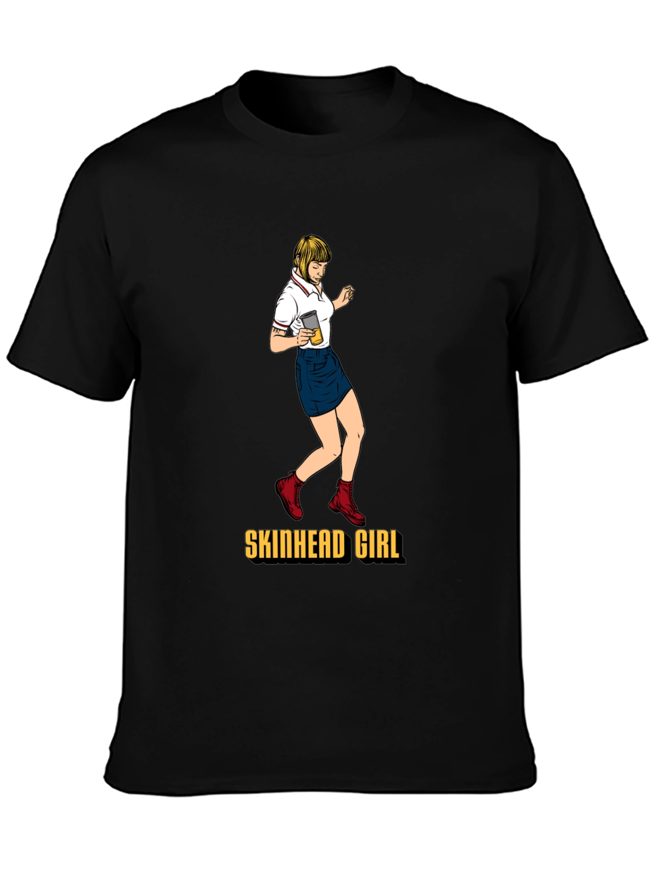 Skinhead Girl Black T-Shirt