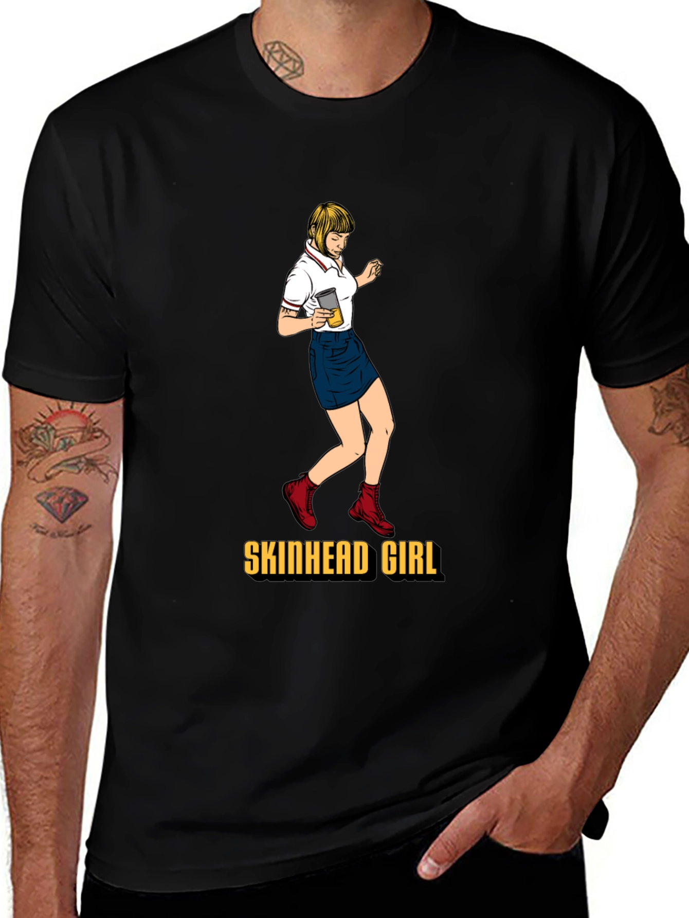 Skinhead Girl Black T-Shirt