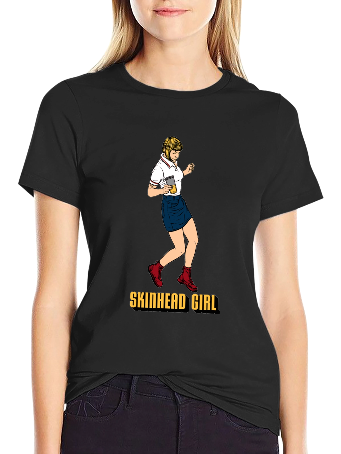 Skinhead Girl Black T-Shirt