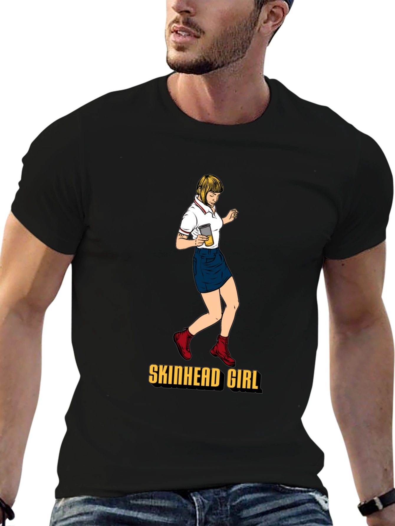 Skinhead Girl Black T-Shirt