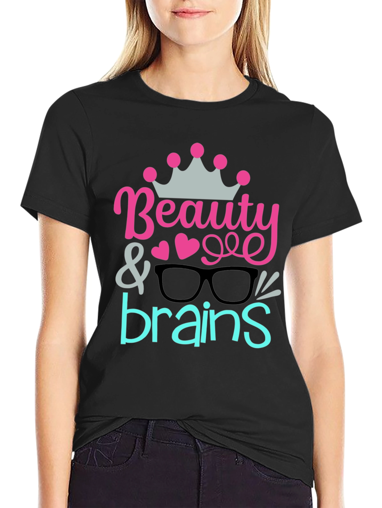 Beauty & Brains Graphic Tee - Black