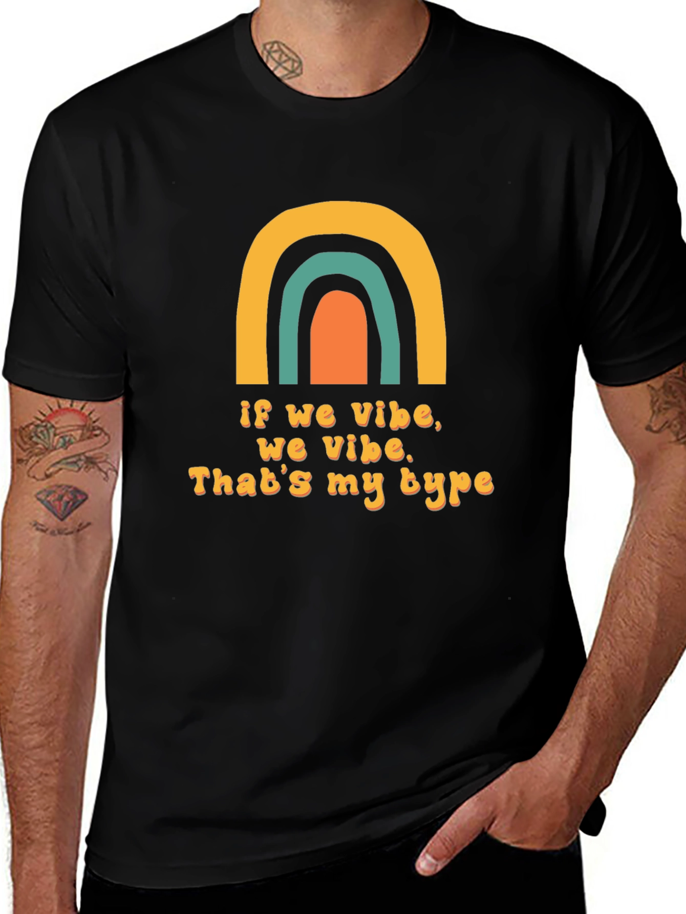 Vibe Check Graphic Tee - Trendy Rainbow Design