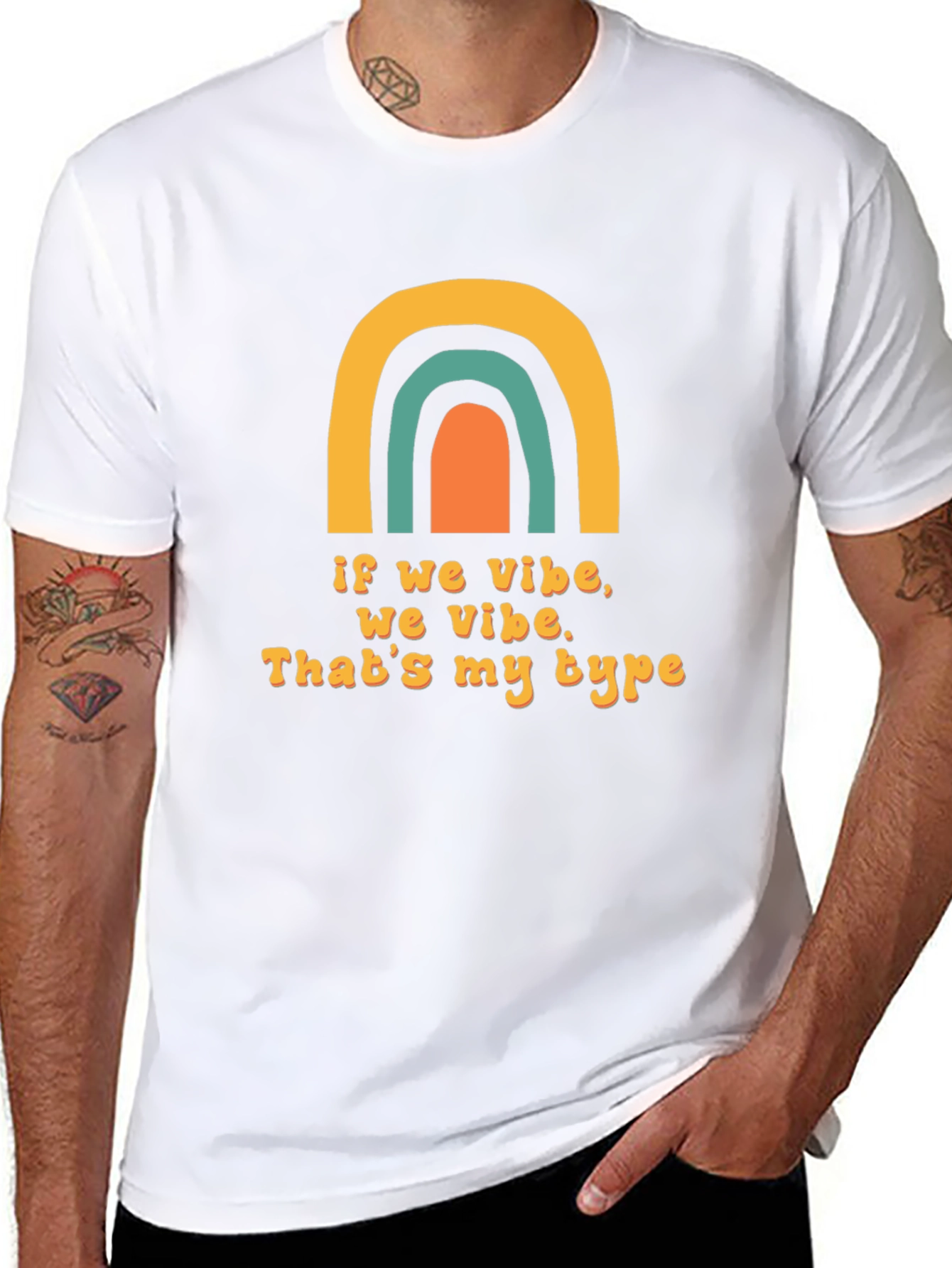 Vibe Check Graphic Tee - Trendy Rainbow Design